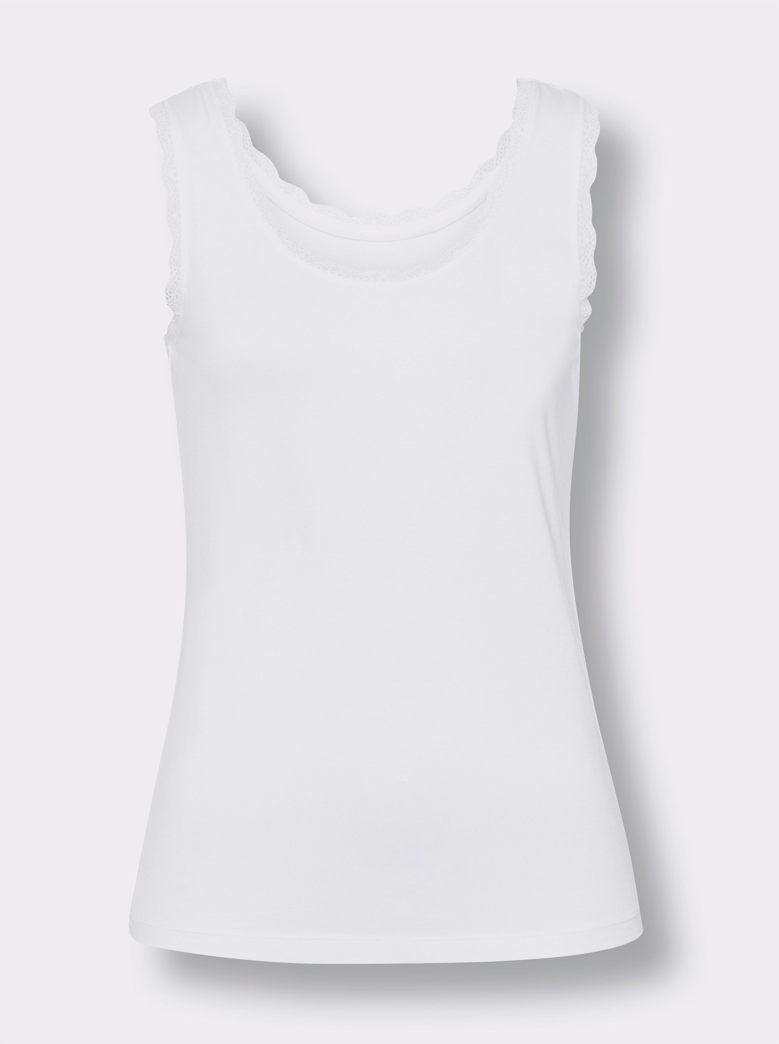 heine Shirttop mit Spitzenbesatz - weiß