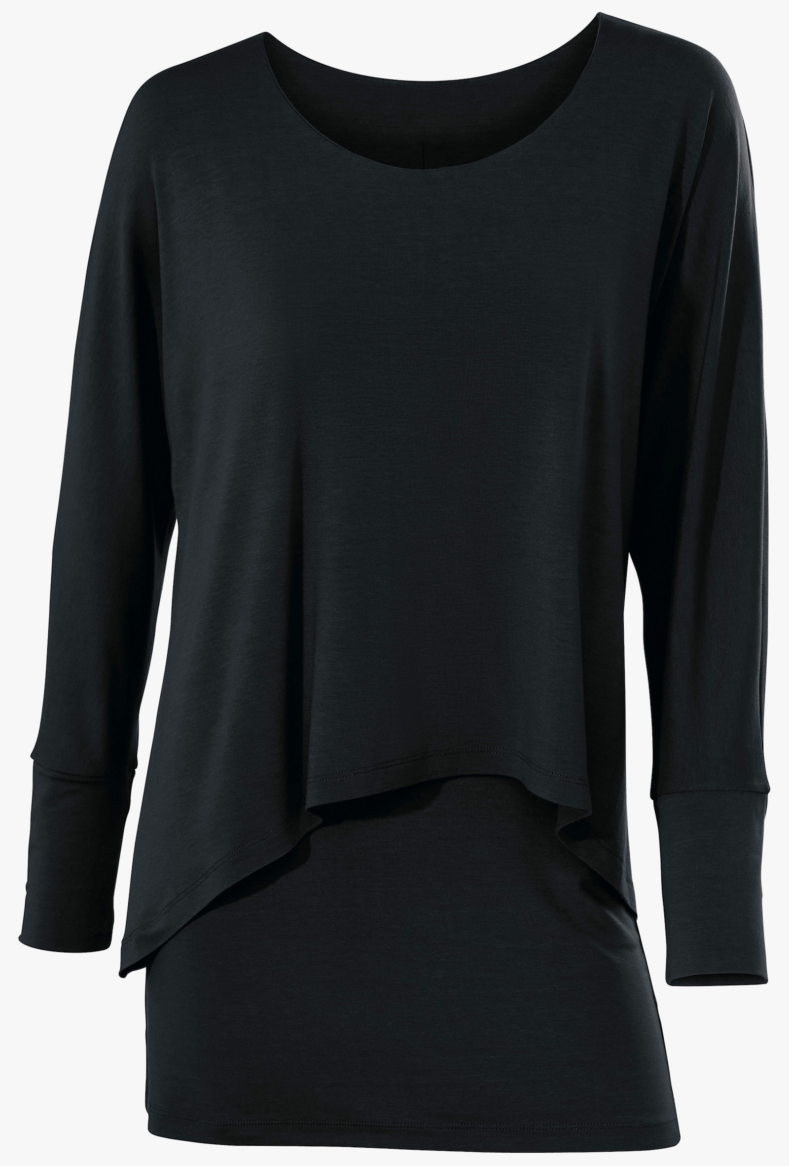 heine Rundhalsshirt mit Fledermaus-Ärmeln - schwarz