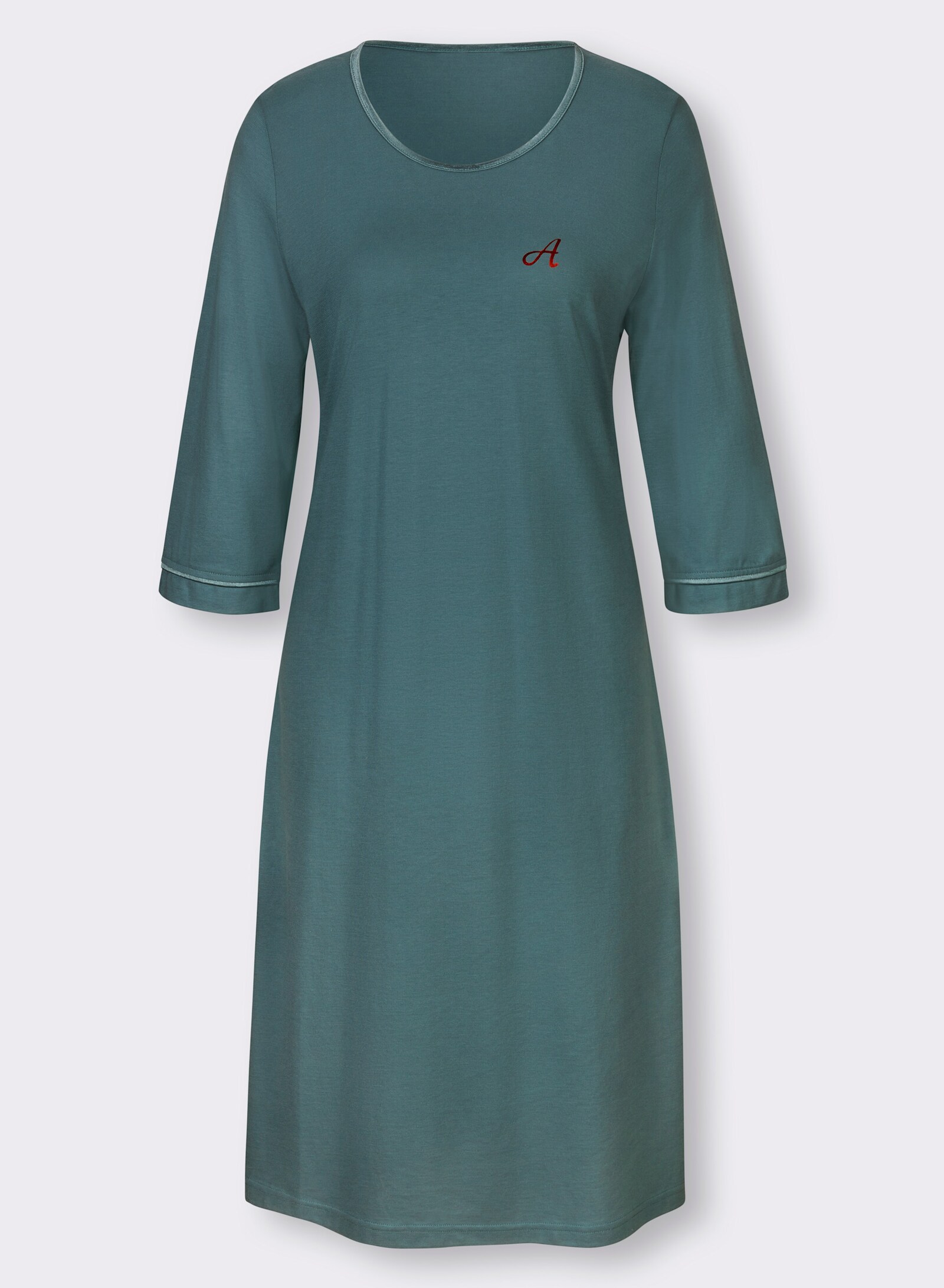 Ascafa Nachthemd mit platziertem Druck vorne - petrol