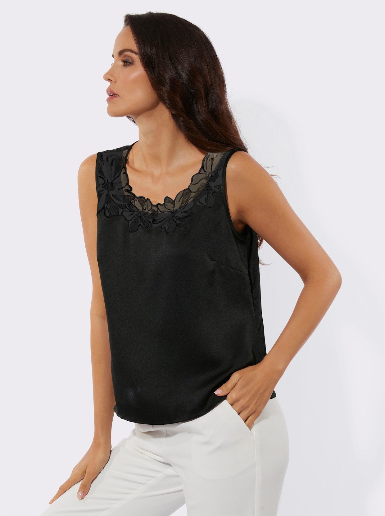 Blusentop in Satin-Qualität - schwarz