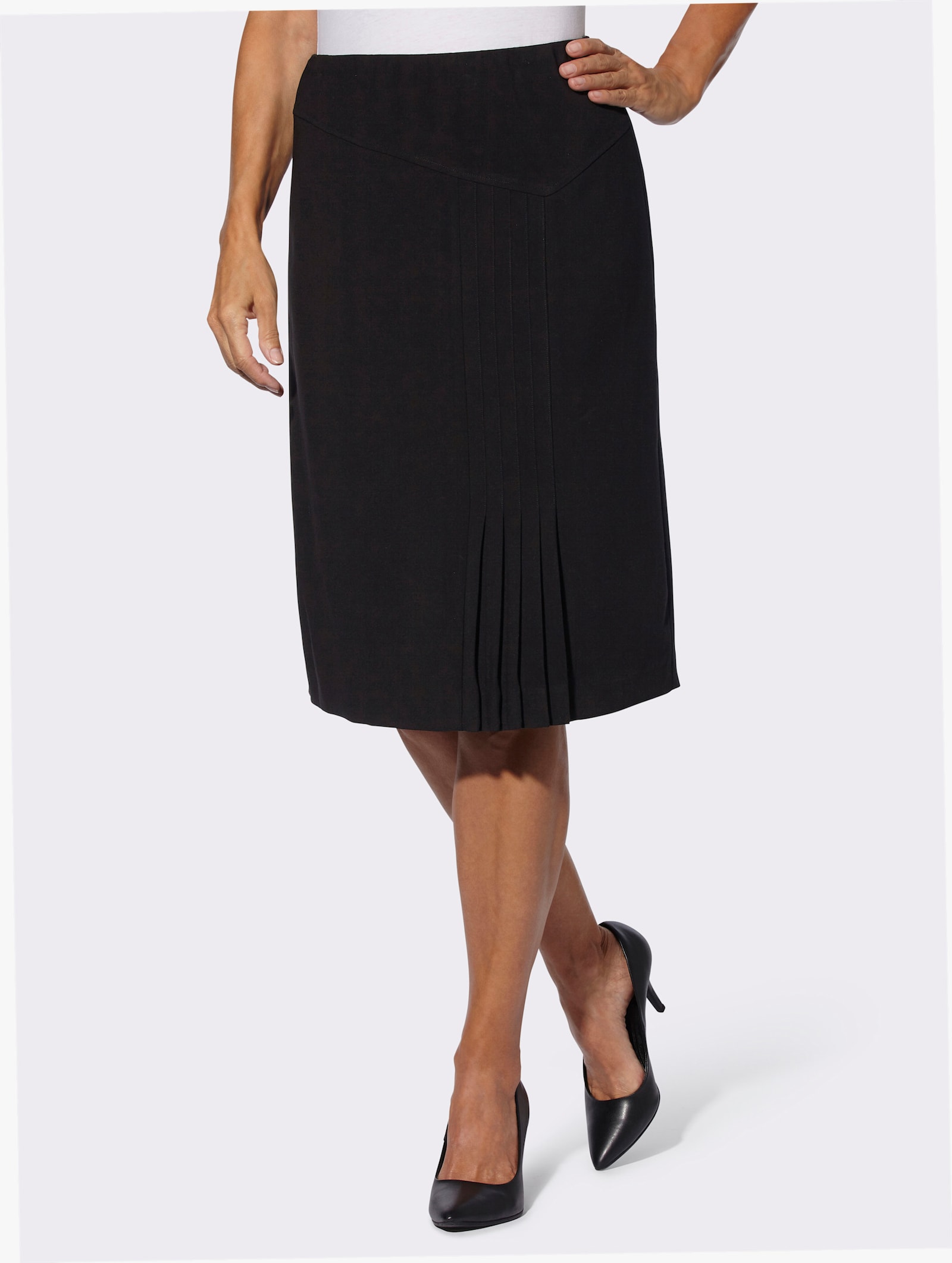 Faltenrock in schmaler Schnittform - schwarz