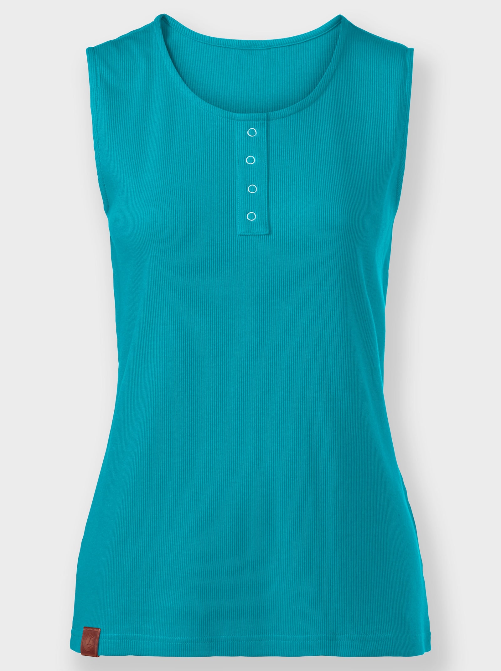 Shirttop in Ripp-Optik - türkis