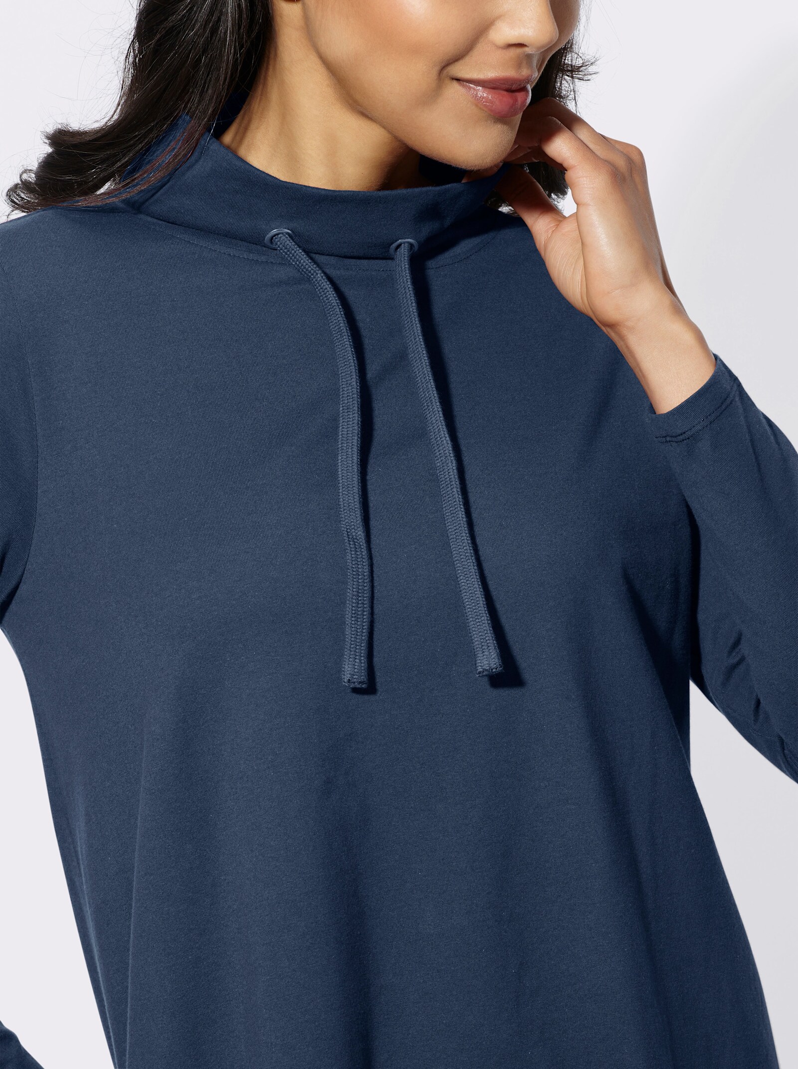 Longshirt mit zipfeligem Saum - dunkelblau