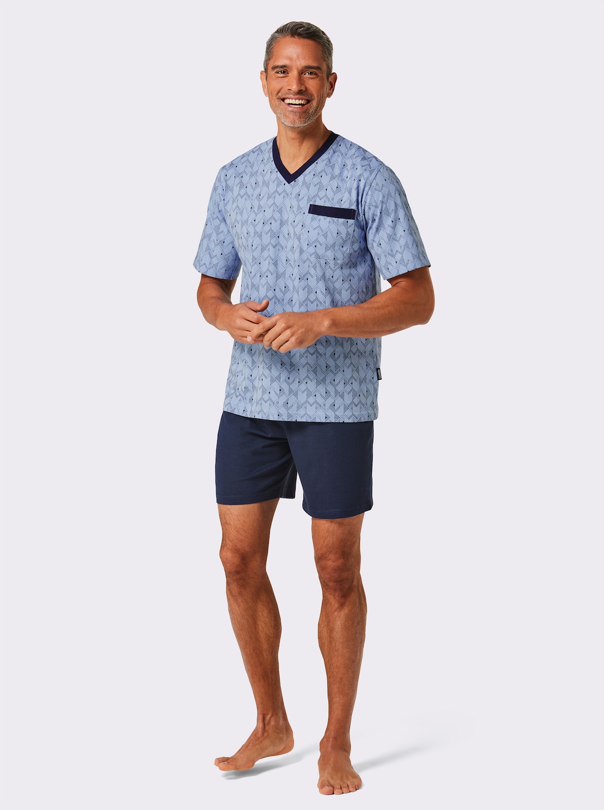 Comte shortama - bleu/marine bedrukt