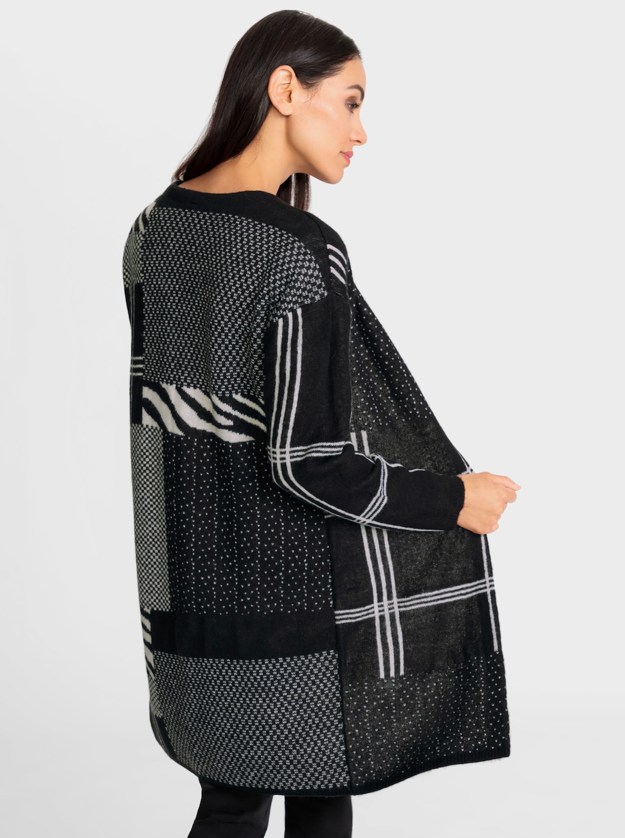 heine Jacquardvest - zwart/ecru gedessineerd