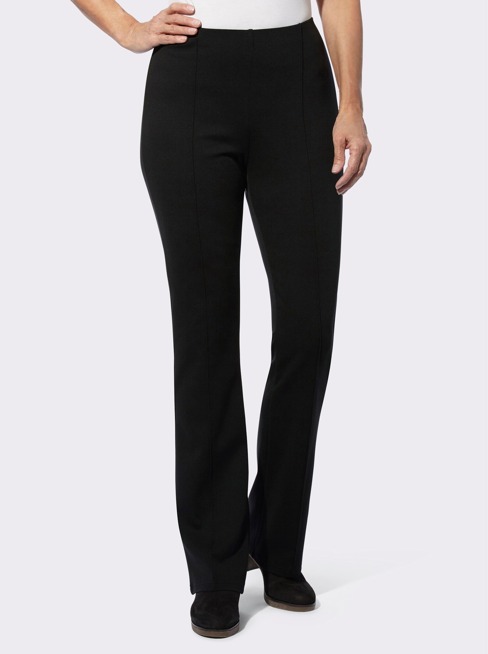 Kalhoty střihu bootcut se sámkem vpředu - černá