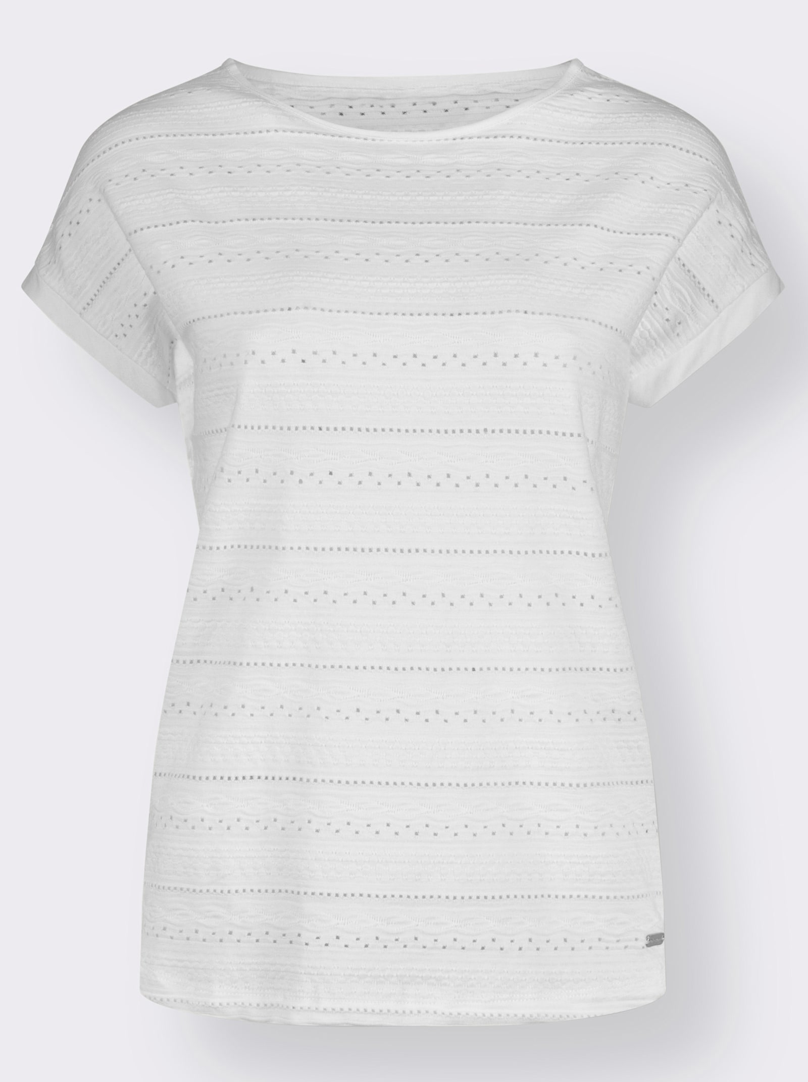 Shirt met korte mouwen van structuurmateriaal - wolwit