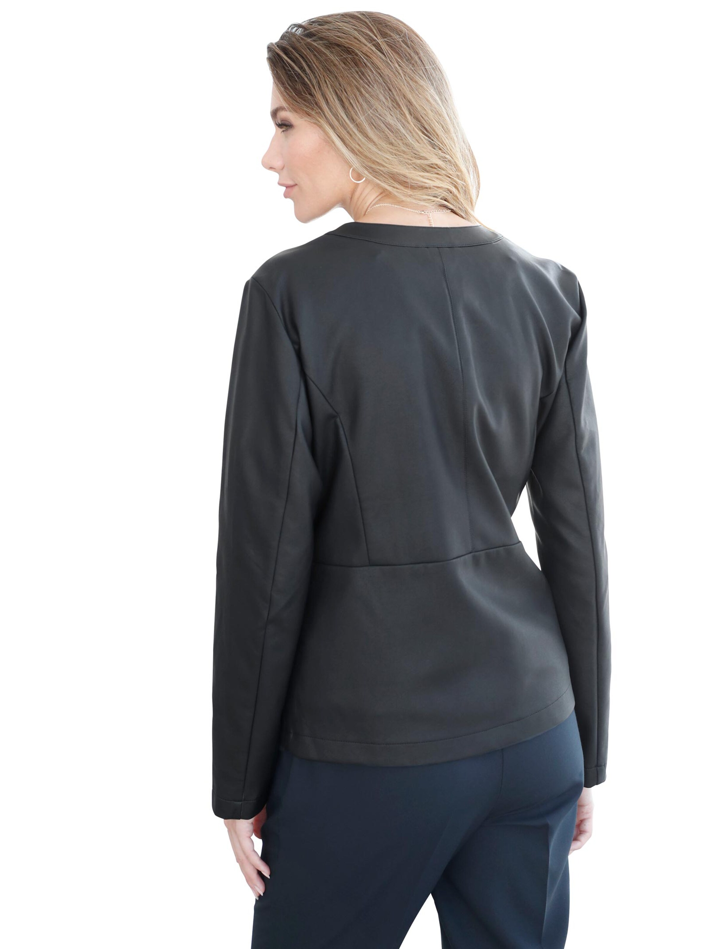 Lederimitat-Jacke - schwarz