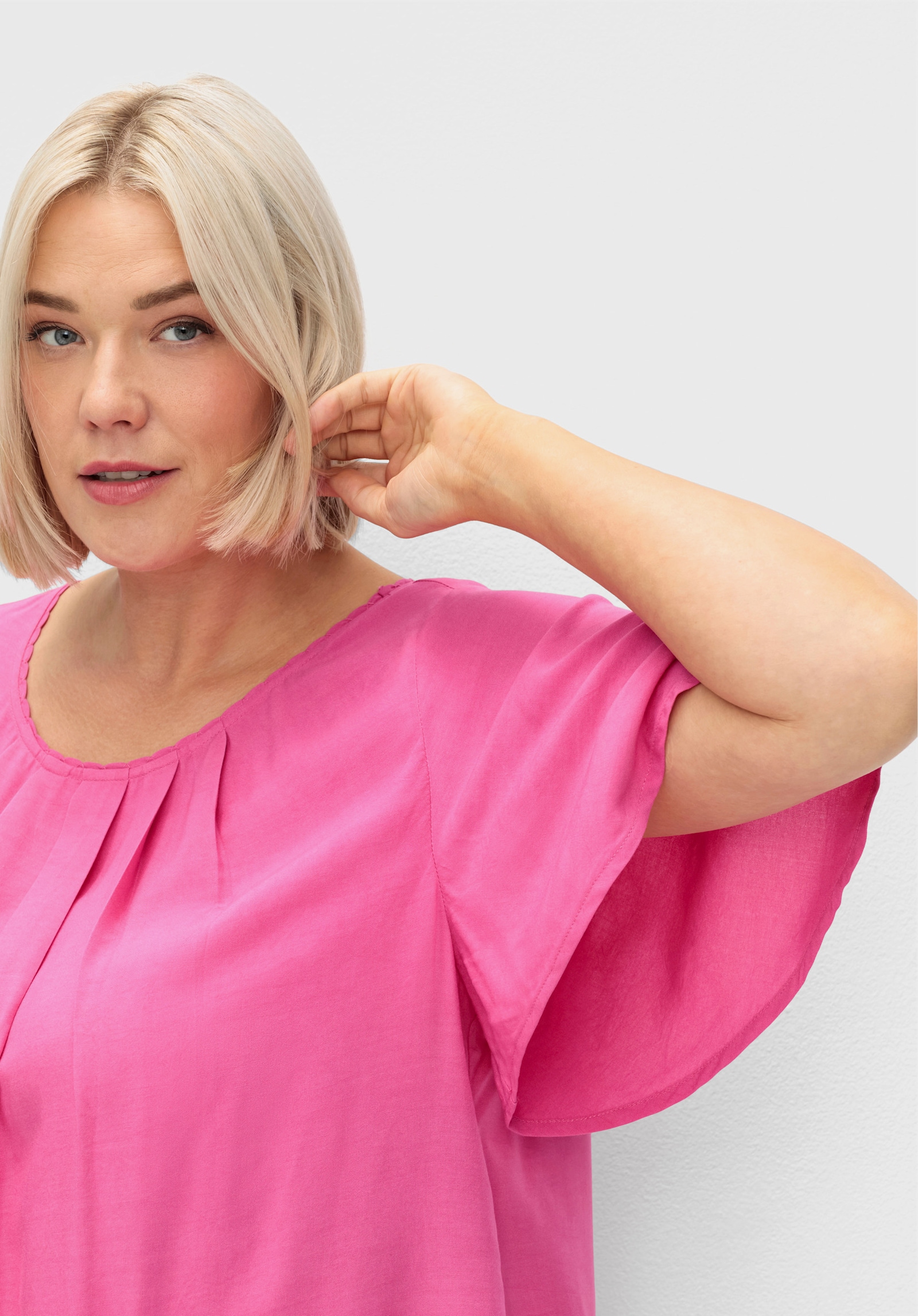 sheego Tuniek met uitgevoerde vouwen - fuchsia