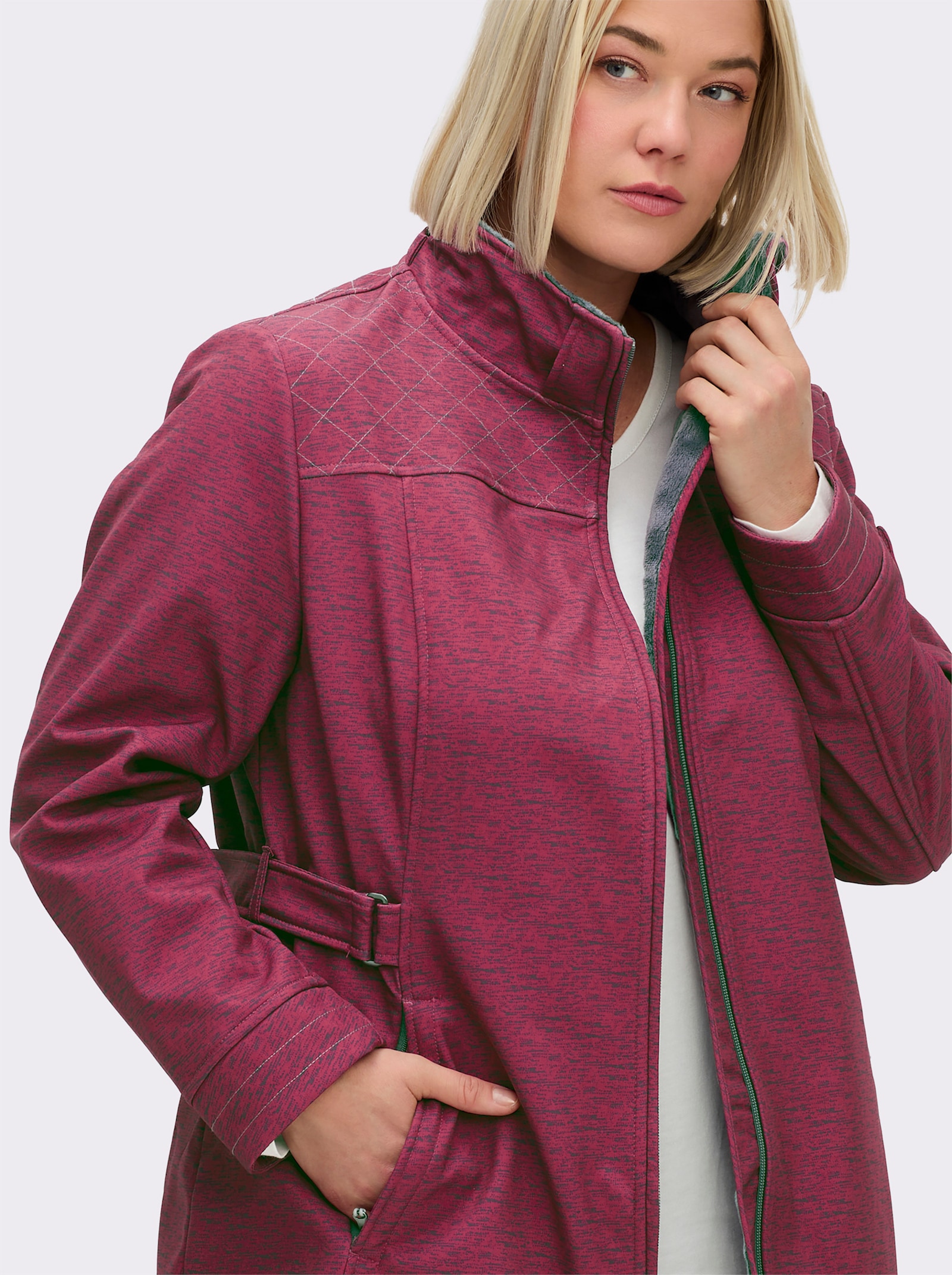 Softshelljacke gefüttert, wasserabweisend - himbeer-meliert