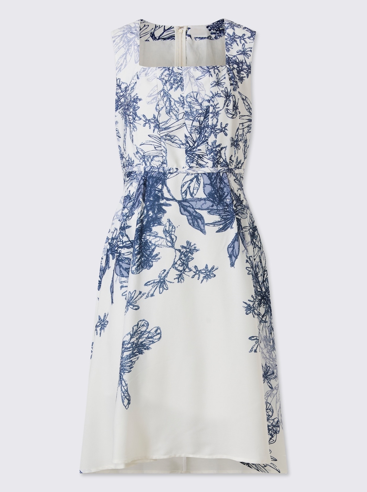 heine Webkleid - ecru-dunkelblau-bedruckt