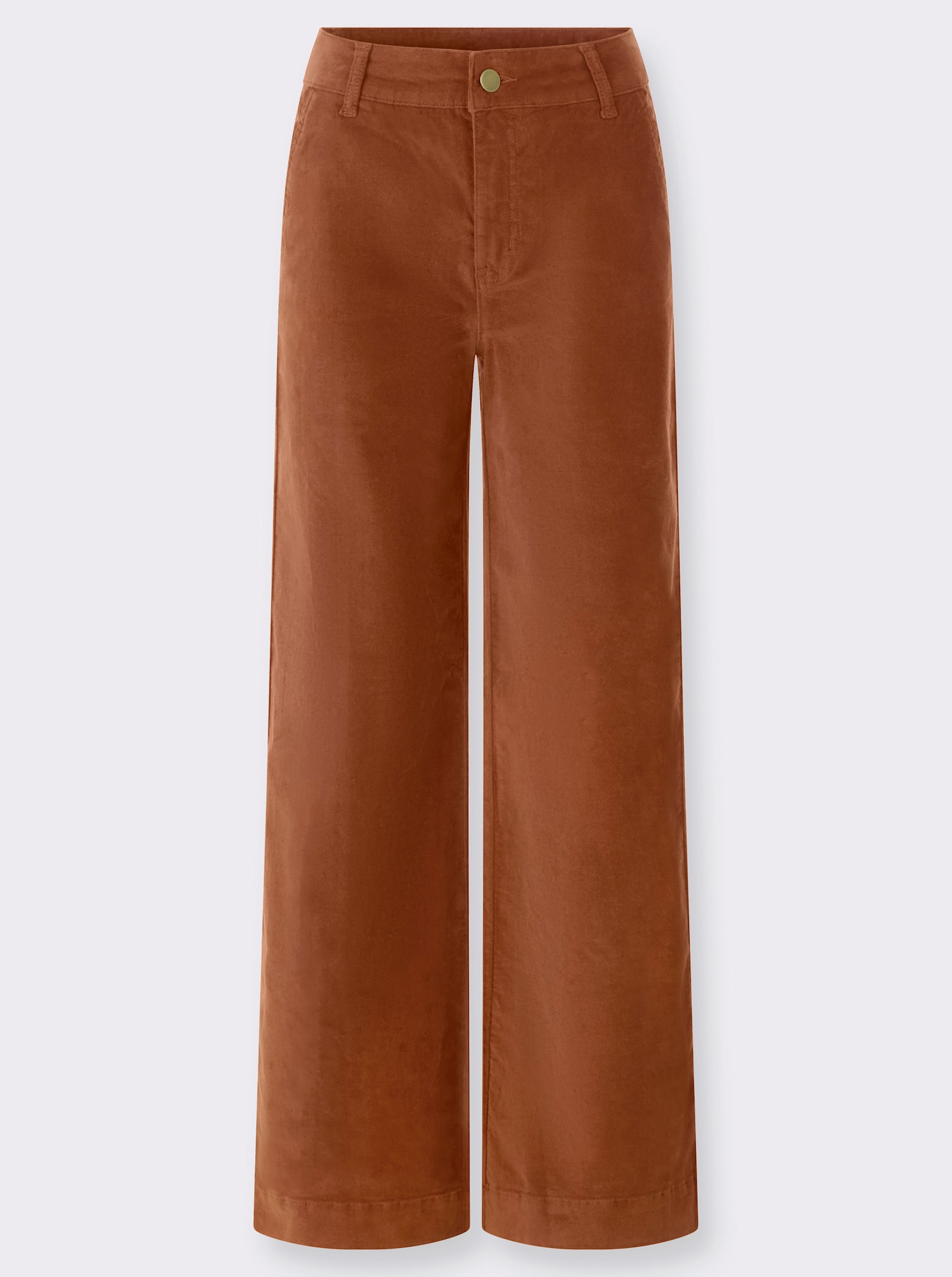 heine Samthose mit Wellenkanten - cognac