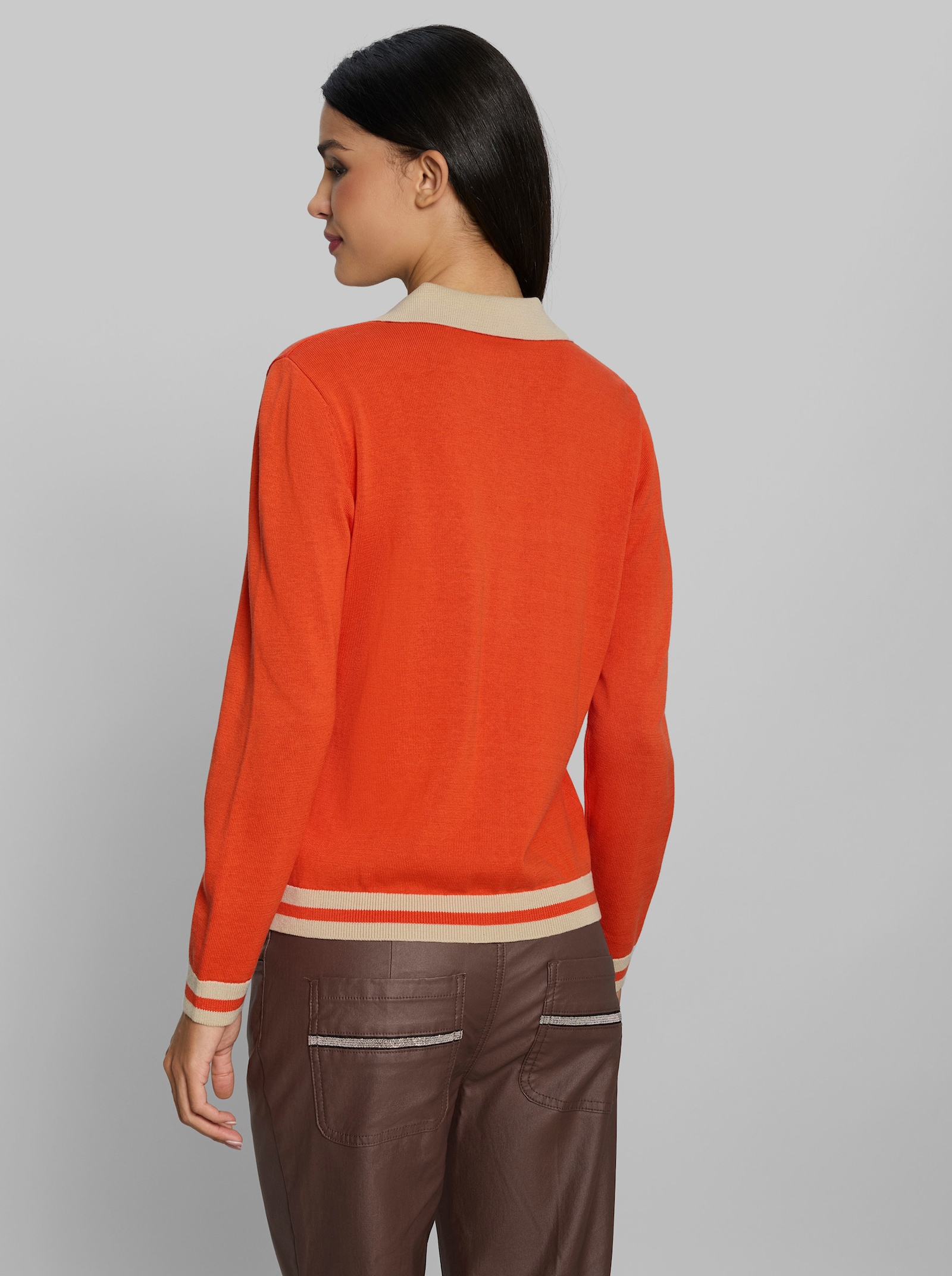 heine Polopullover mit Kontrast-Akzenten - orange-sand