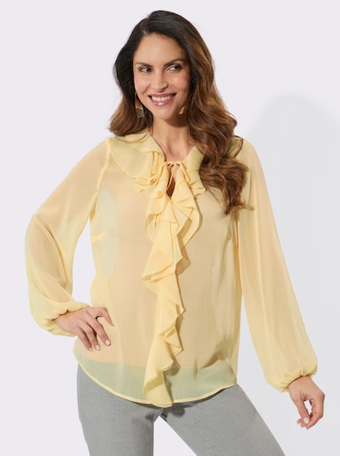 Schlupfbluse mit Volants - vanille