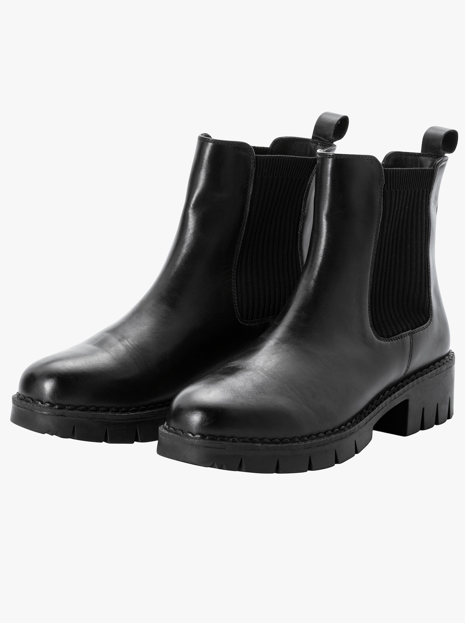 sheego Chelseaboots aus Leder - schwarz