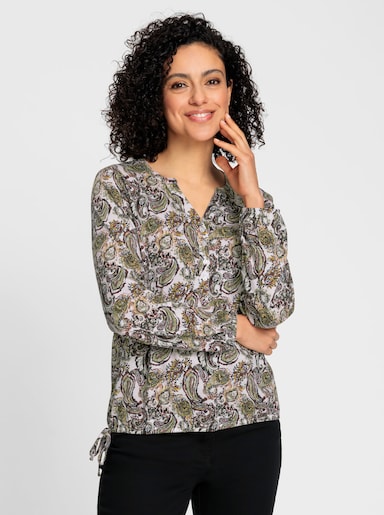 Langarmshirt - champagner-schilf-bedruckt