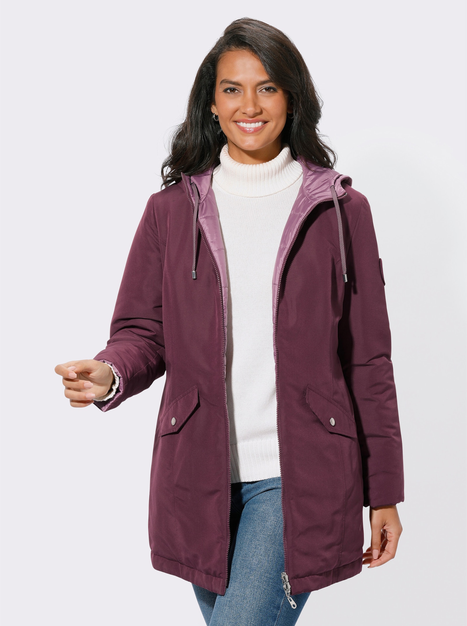 Keerbaar jack elke zijde met zakken - bordeaux/paars