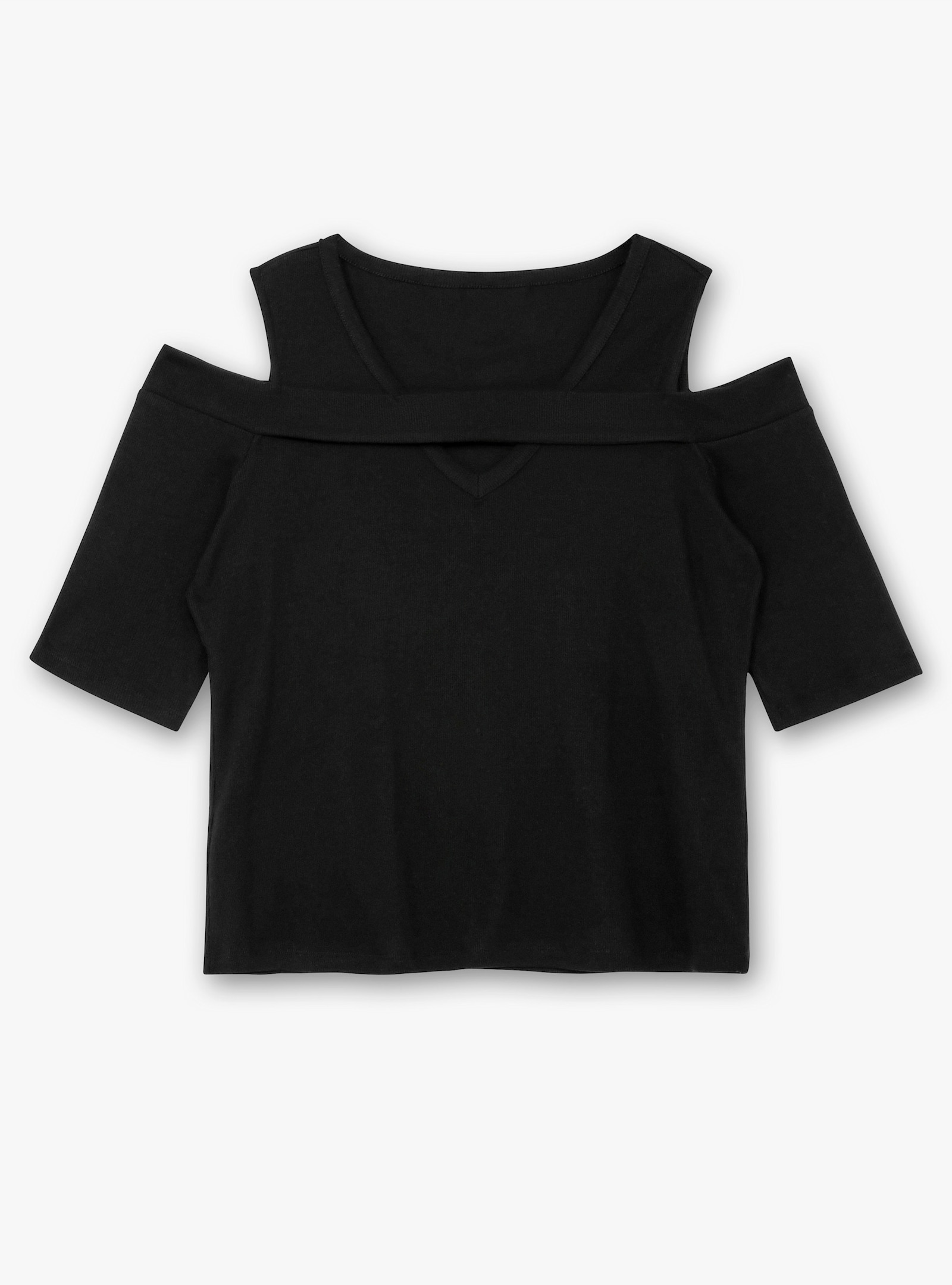 3/4-Arm-Shirt mit Cut-outs - schwarz