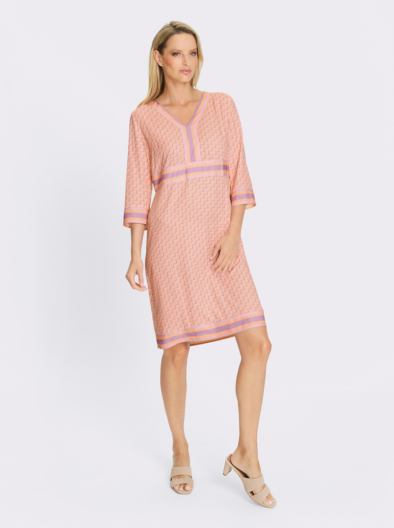 heine Webkleid - apricot-rosé-bedruckt