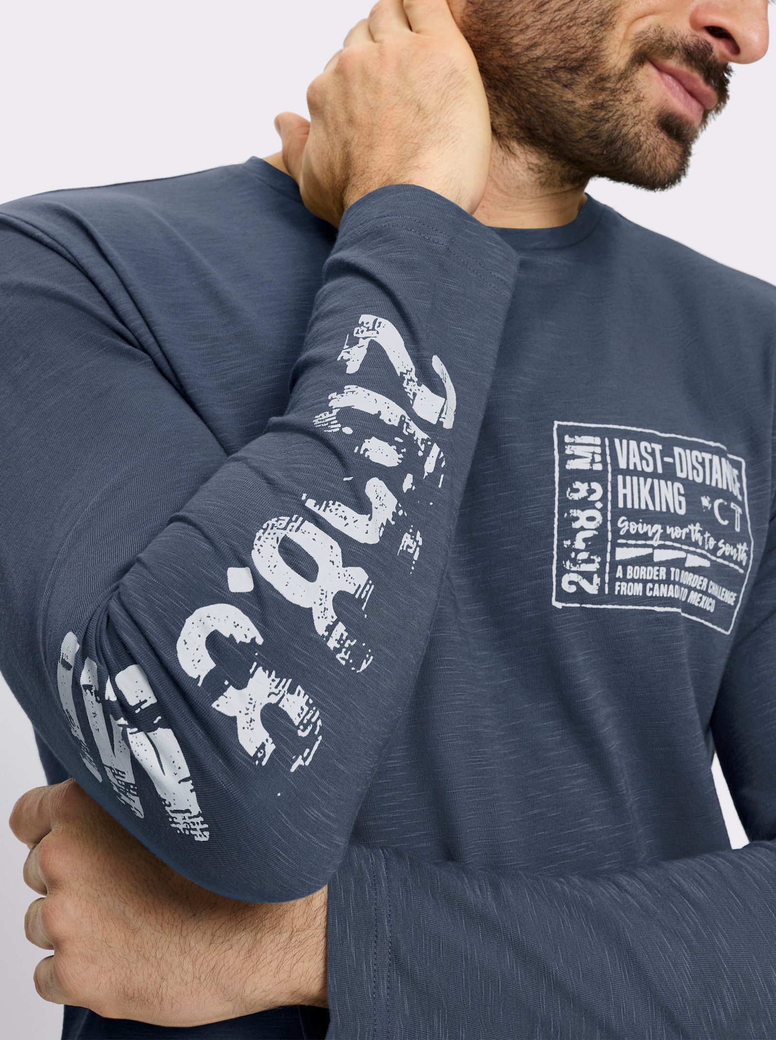 Catamaran Langarmshirt mit platziertem Druck - rauchblau-bedruckt