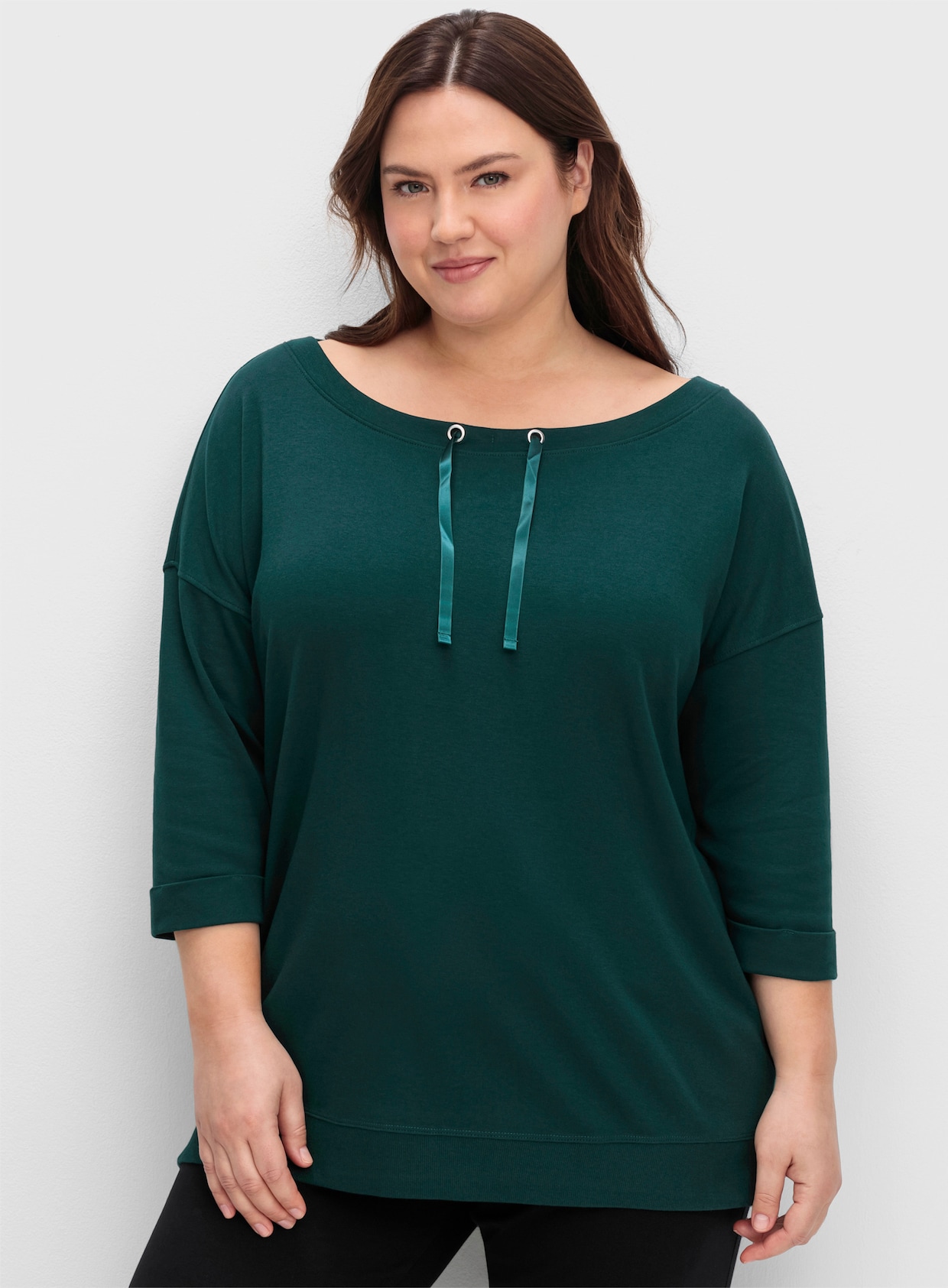 sheego Oversize-Shirt - tiefgrün