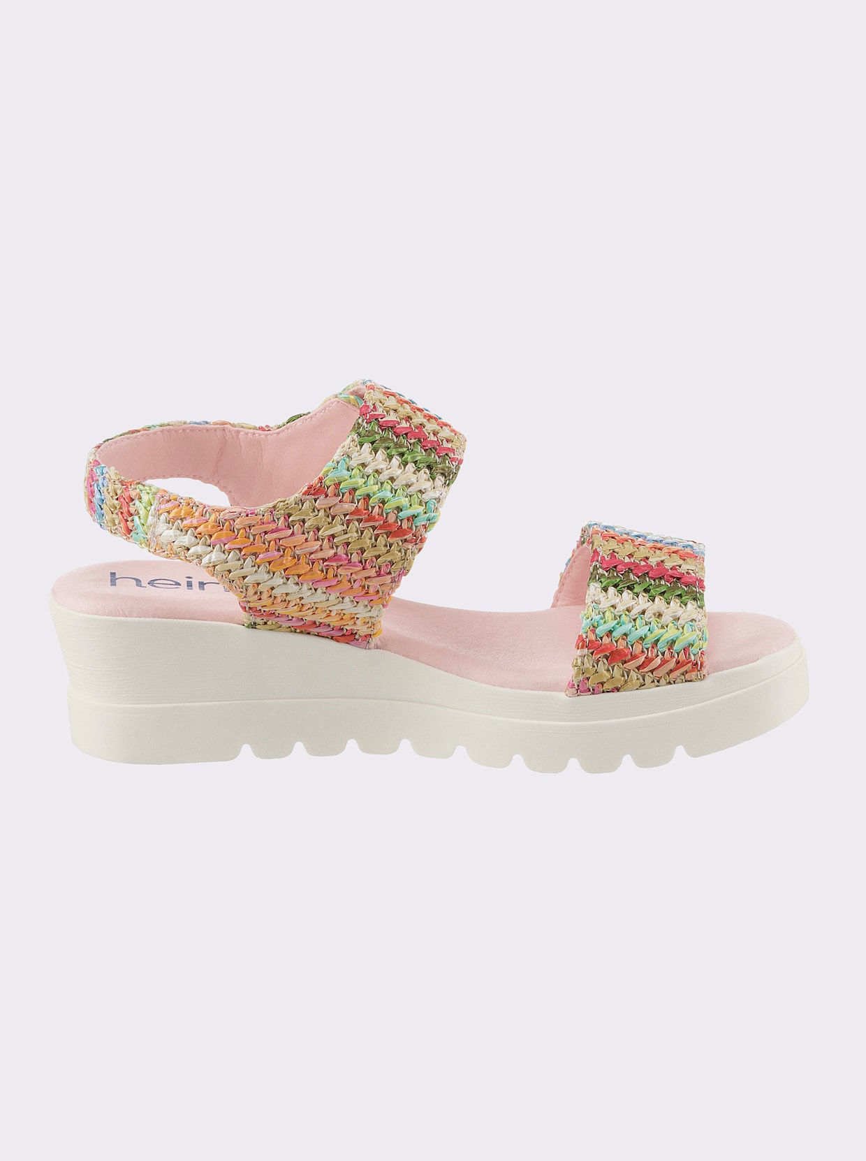 heine Sandaaltjes met sleehak - roze/bont