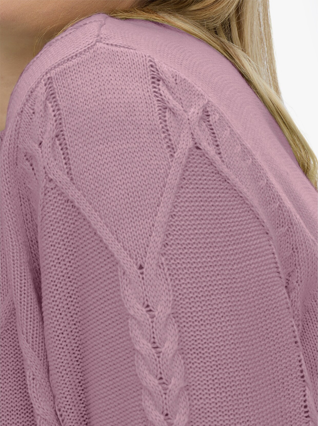 Langarm-Pullover mit Zopfmuster - mauve