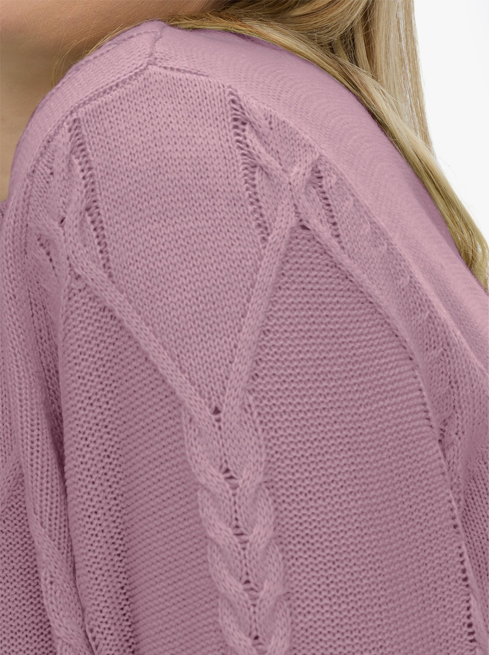 Langarm-Pullover mit Zopfmuster - mauve