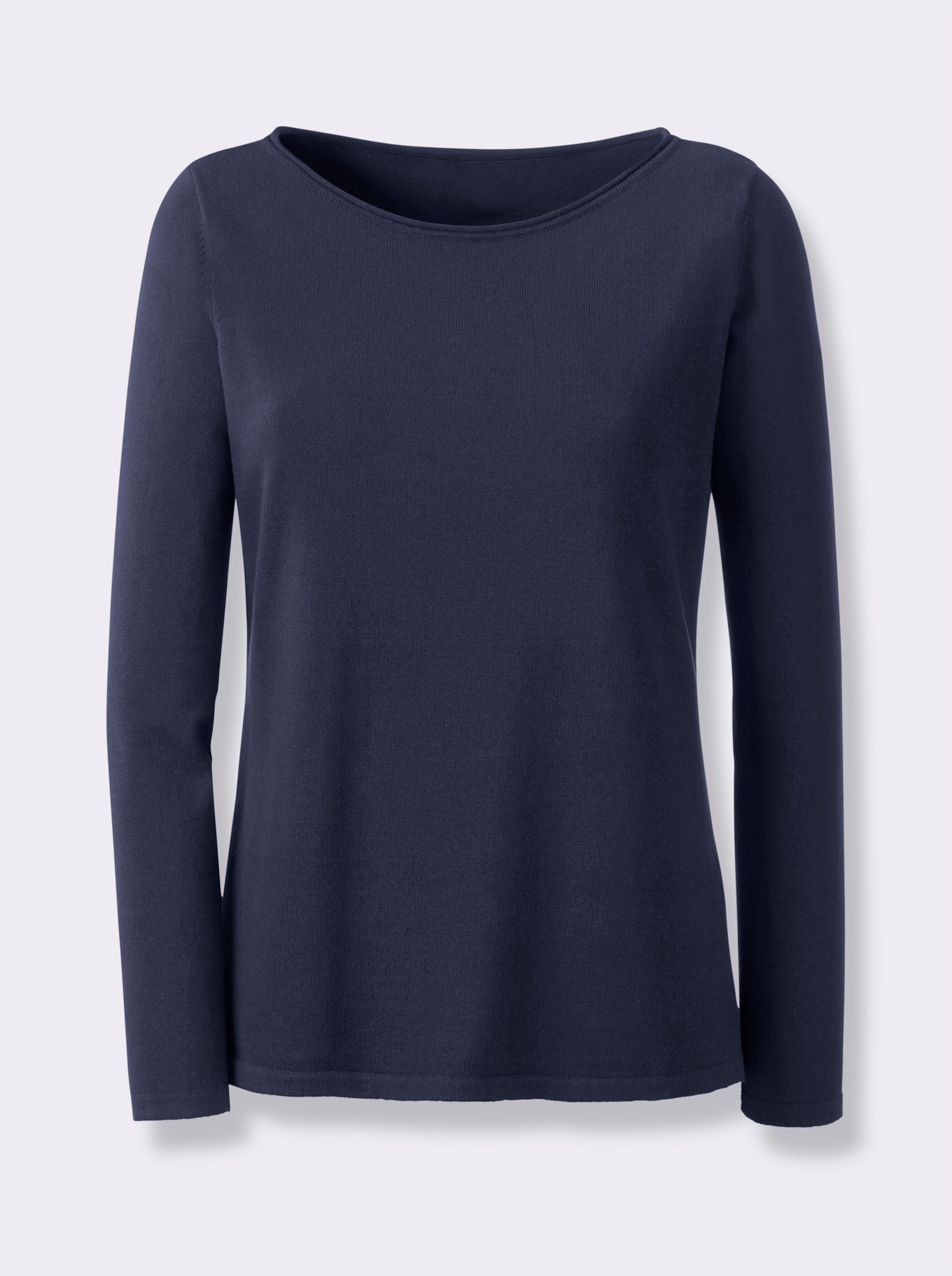 heine Baumwollpullover mit leichtem U-Boot-Ausschnitt - marine