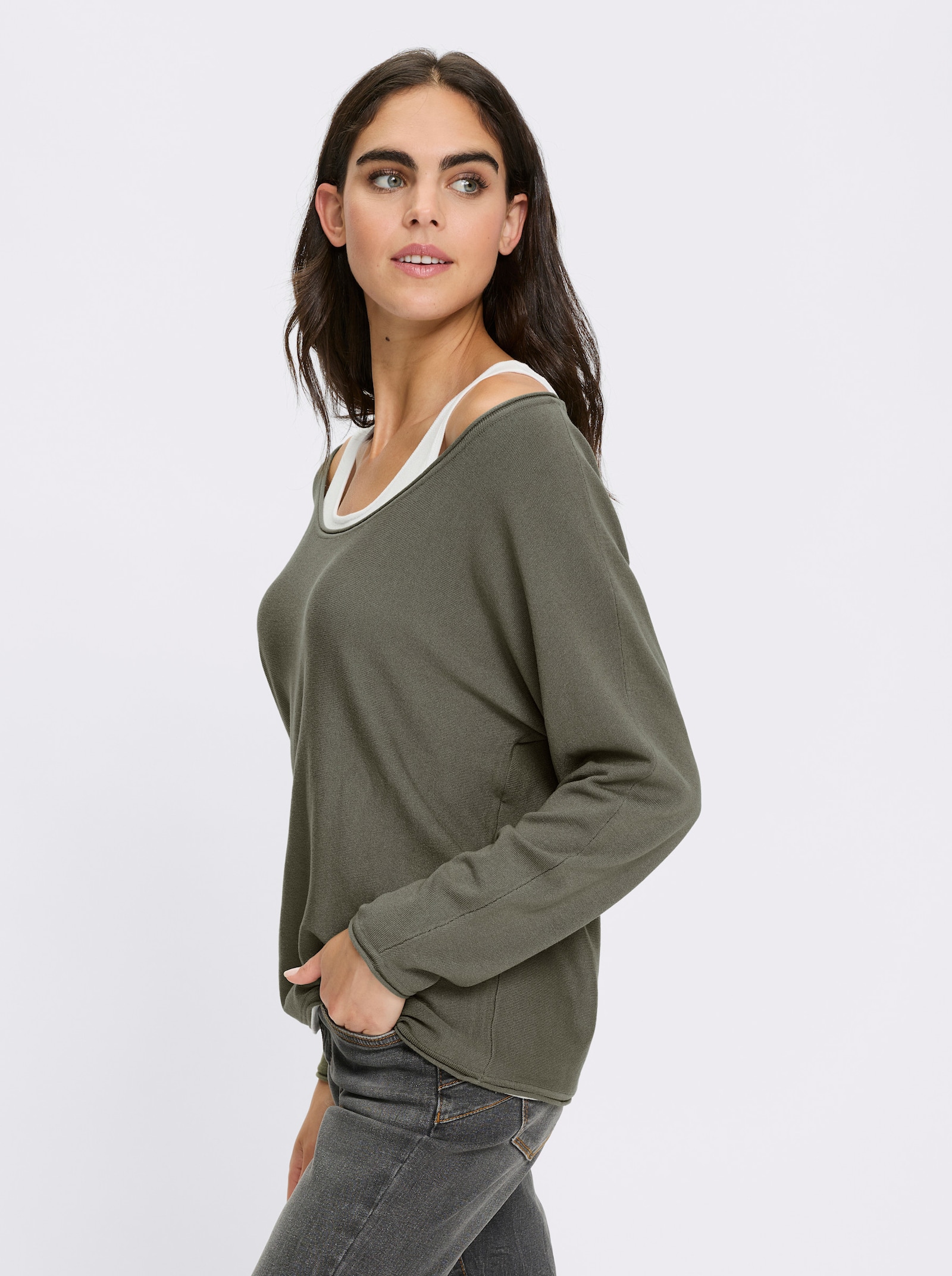 heine Pull 2 en 1 avec manches chauve-souris. - kaki