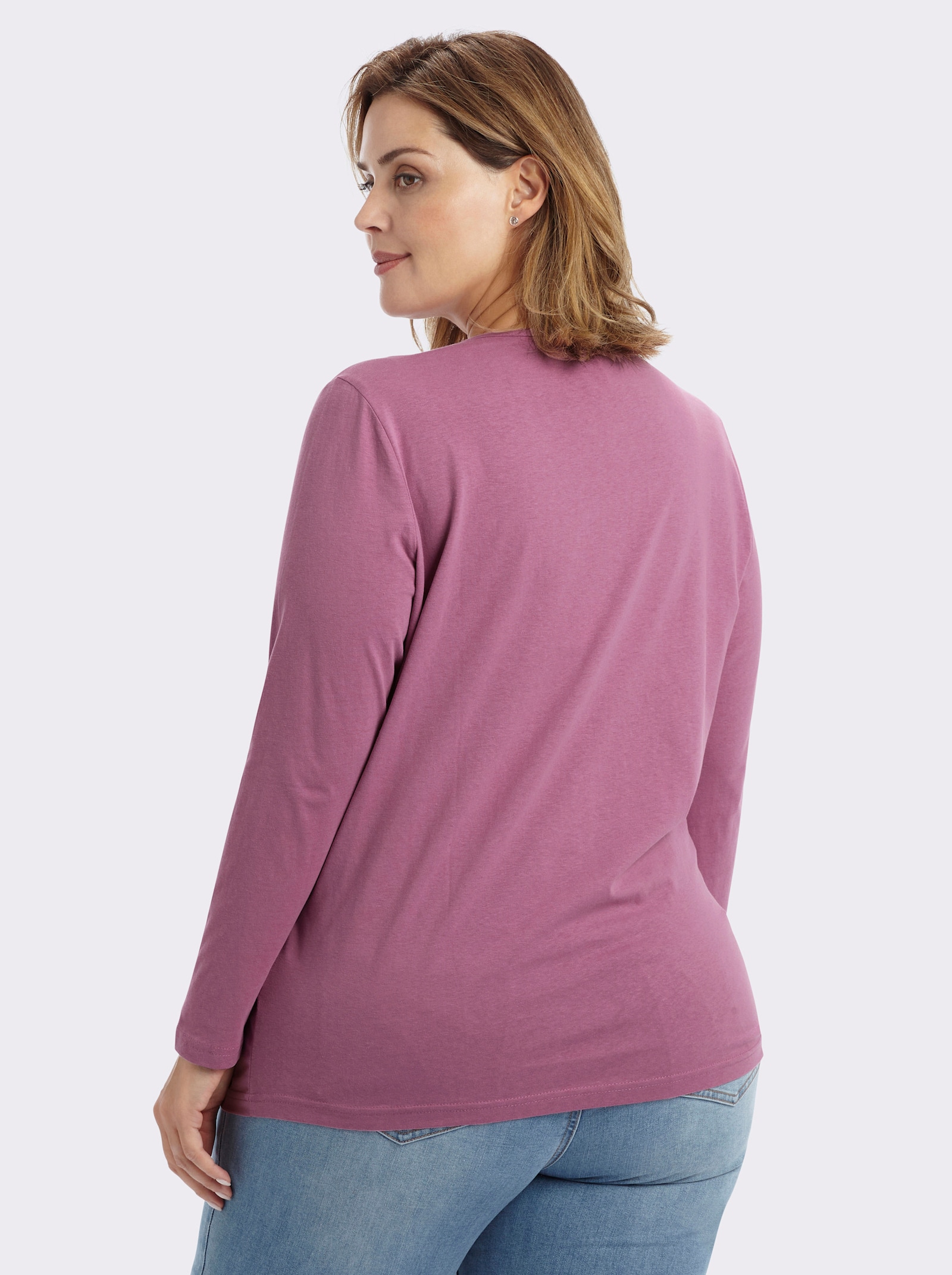 Langarmshirt in weiter Form - rosenholz