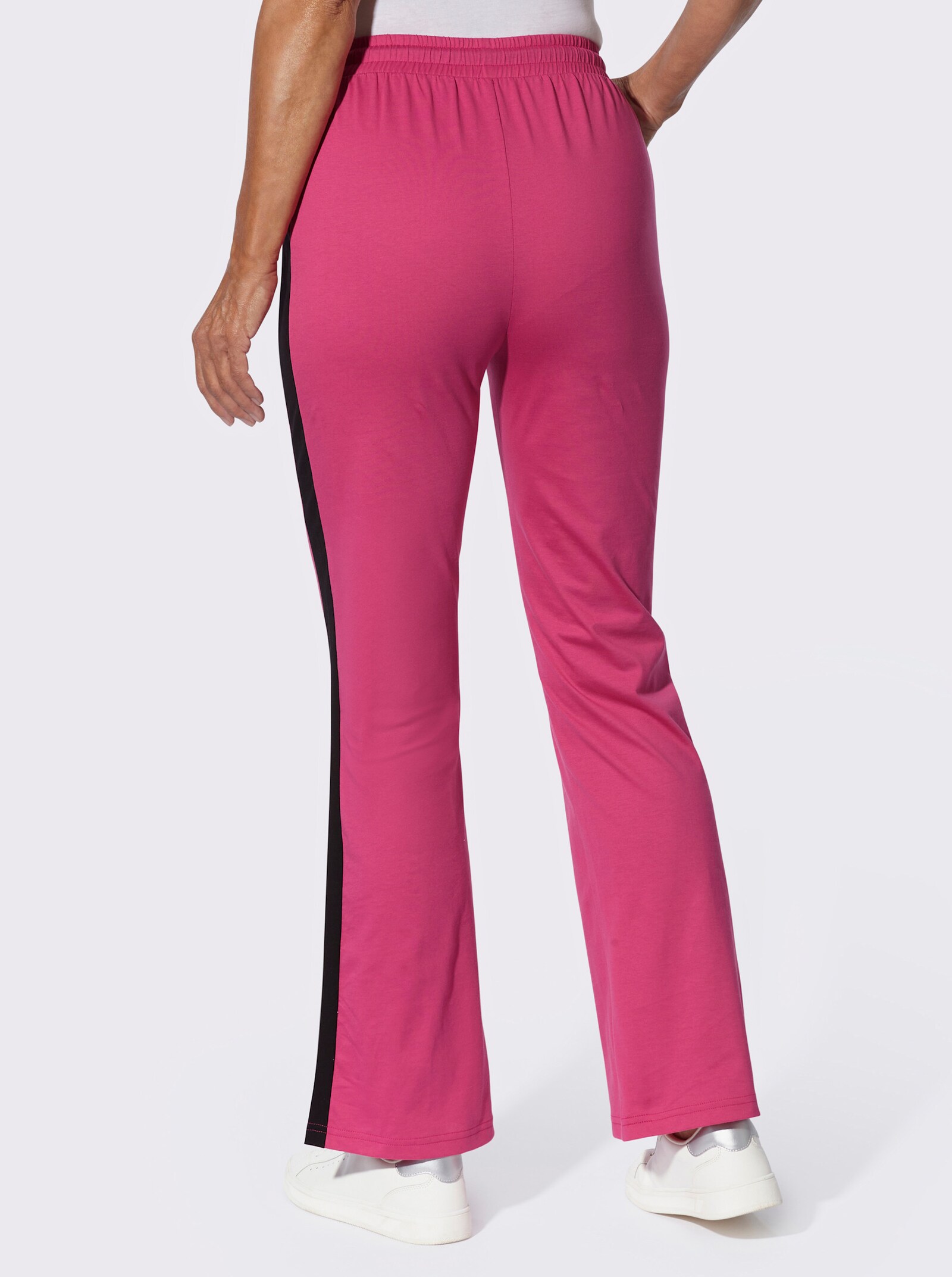 Freizeithose mit kontrastfarbenen Galonstreifen - fuchsia-schwarz