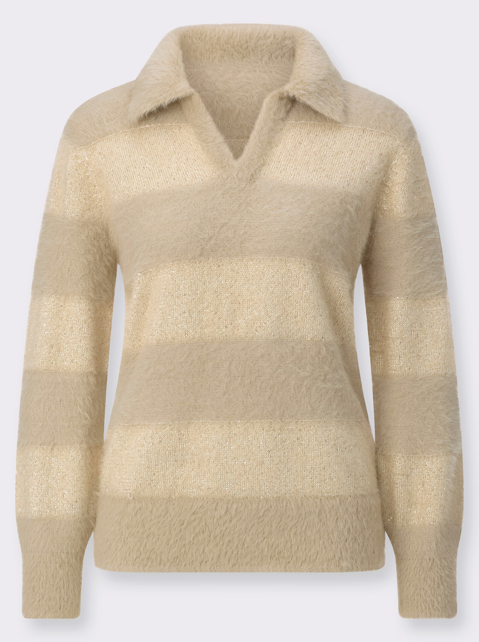 Langarm-Pullover mit Pailletten - sand