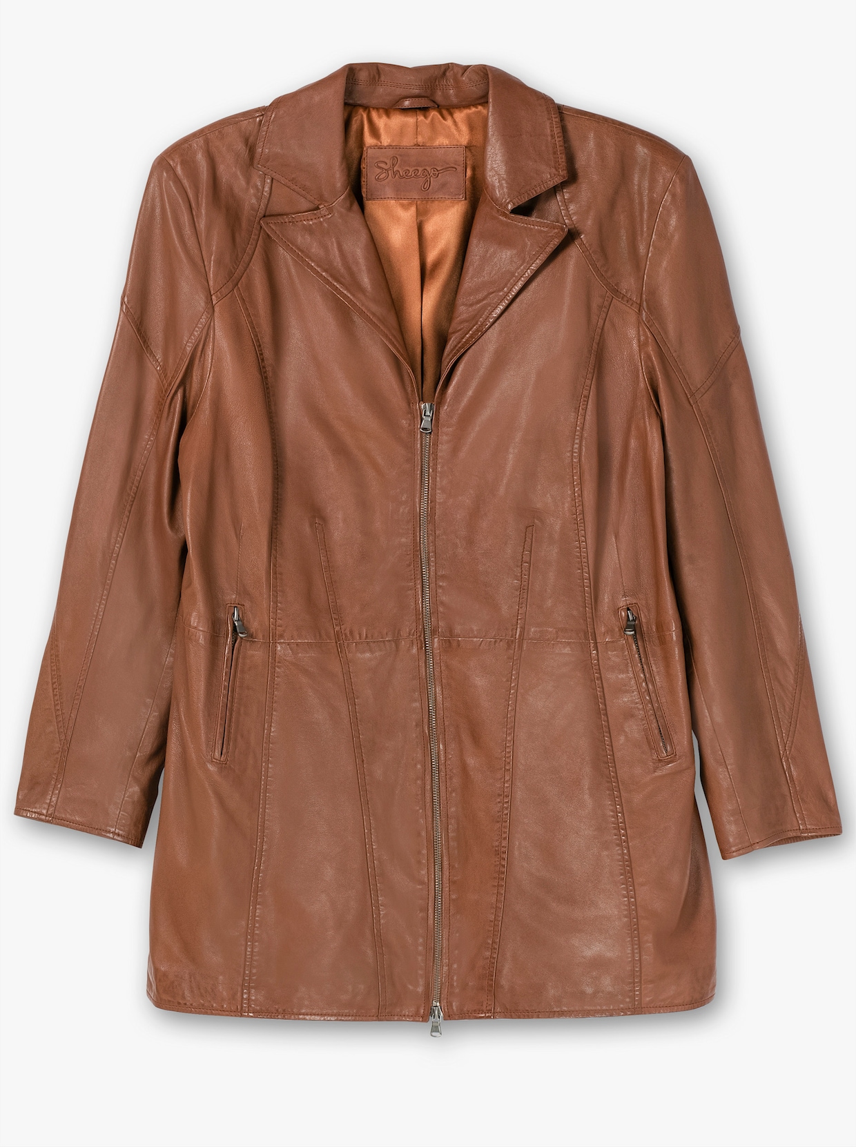 sheego Leren jack - cognac