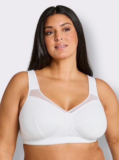 wäschepur Entlastungs-BH ohne Bügel mit Mesh-Einsatz - weiß