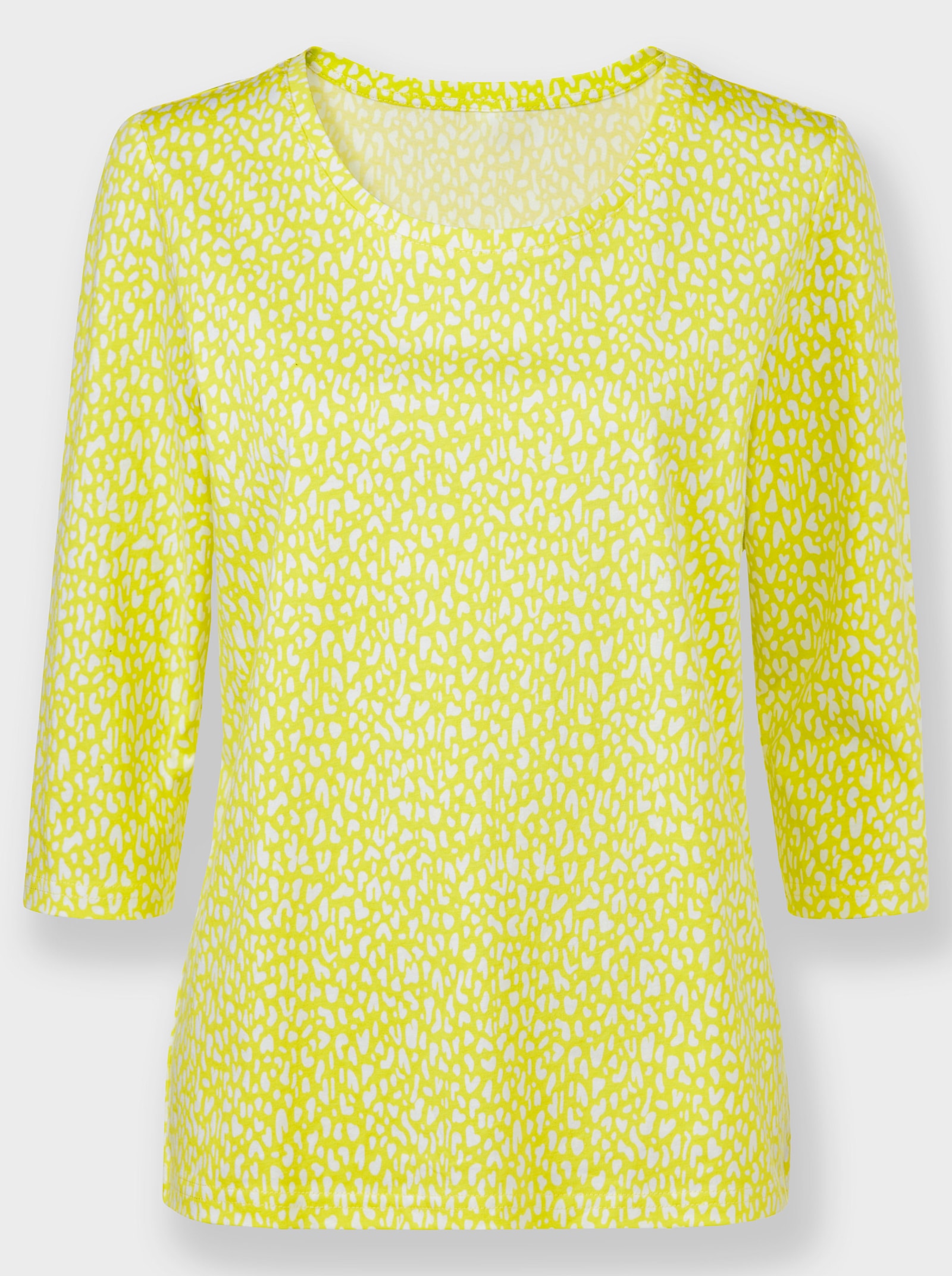 3/4-Arm-Shirt mit Minimal-Druck - weiß-limone-bedruckt