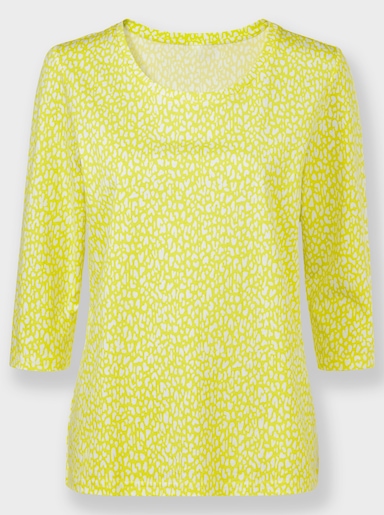 3/4-Arm-Shirt - weiß-limone-bedruckt