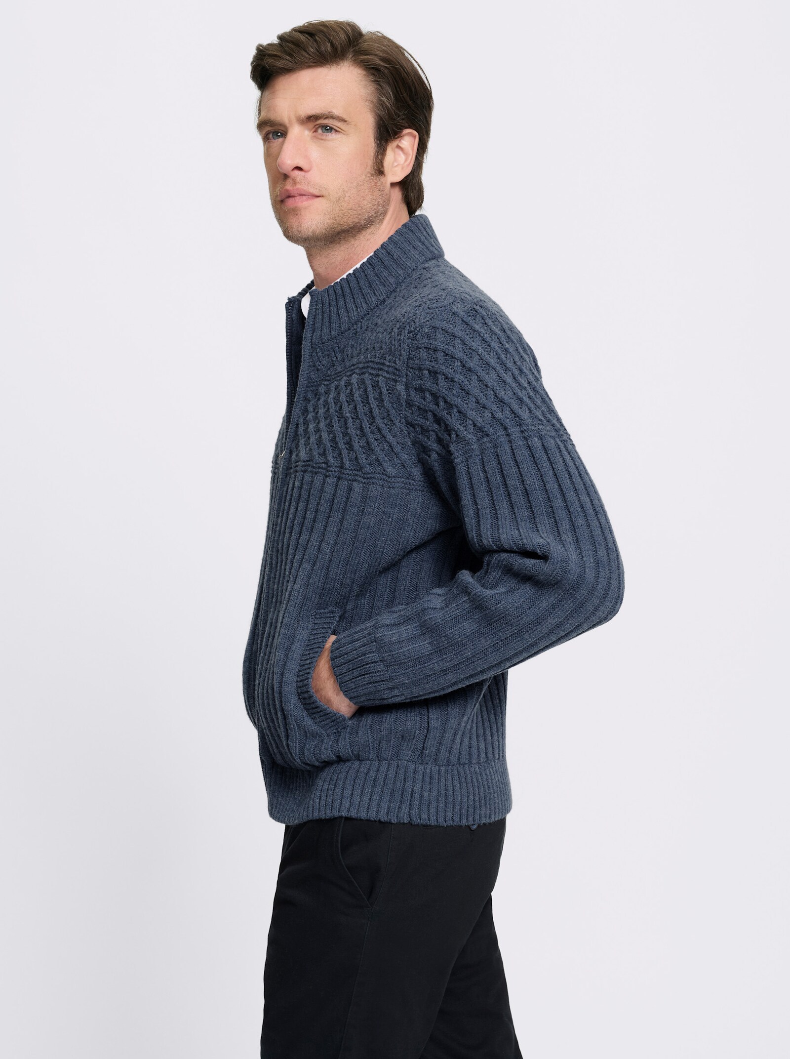 Marco Donati Strickjacke - jeansblau-meliert
