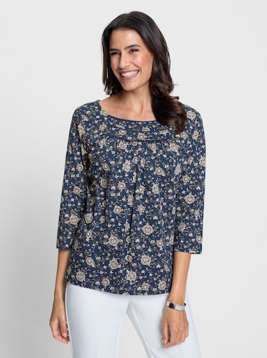 Print-Shirt im Blümchenmuster - dunkelblau-sesam