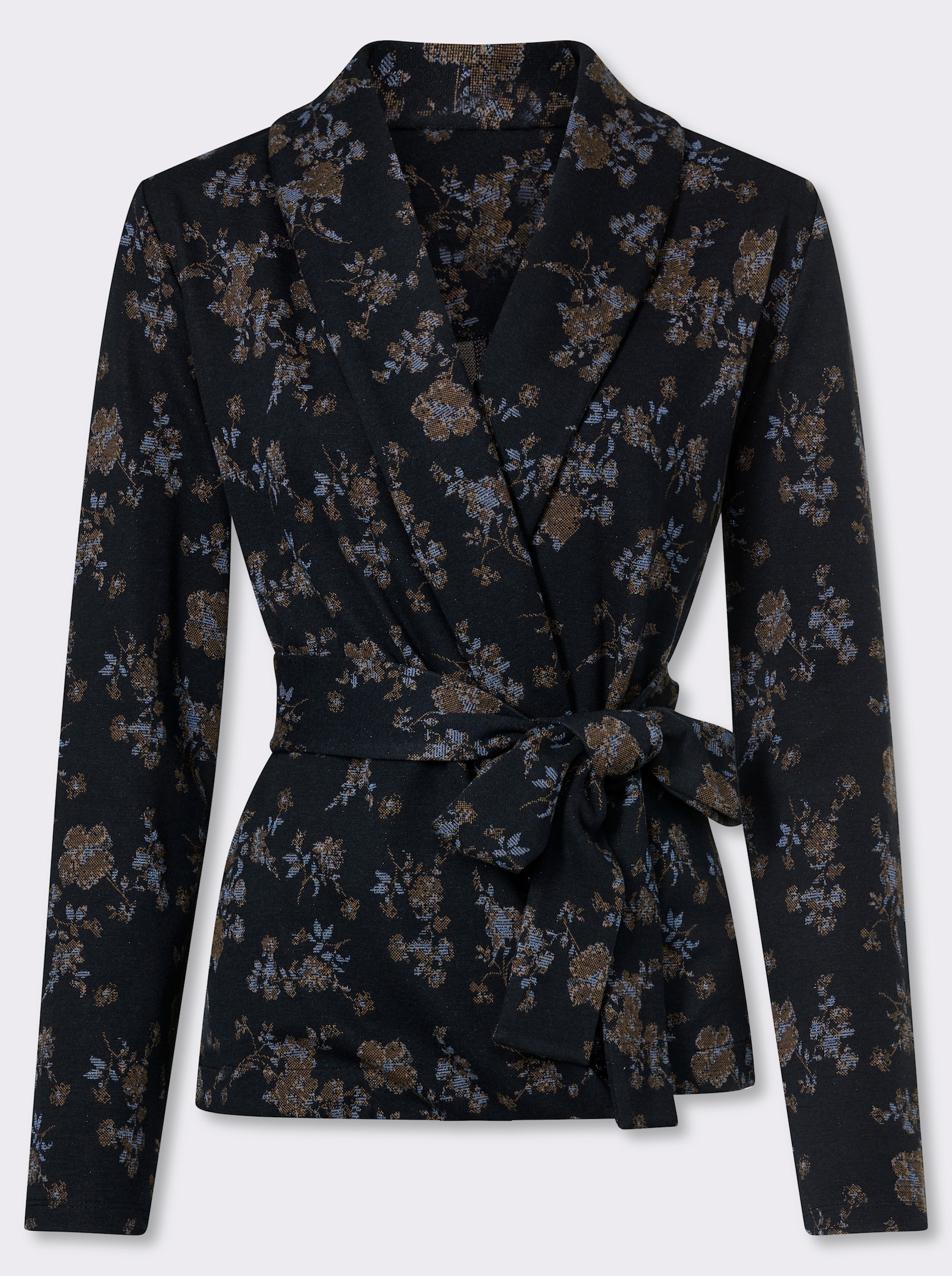 heine Shirtjacke mit Glanzgarn - marine-schoko-gemustert