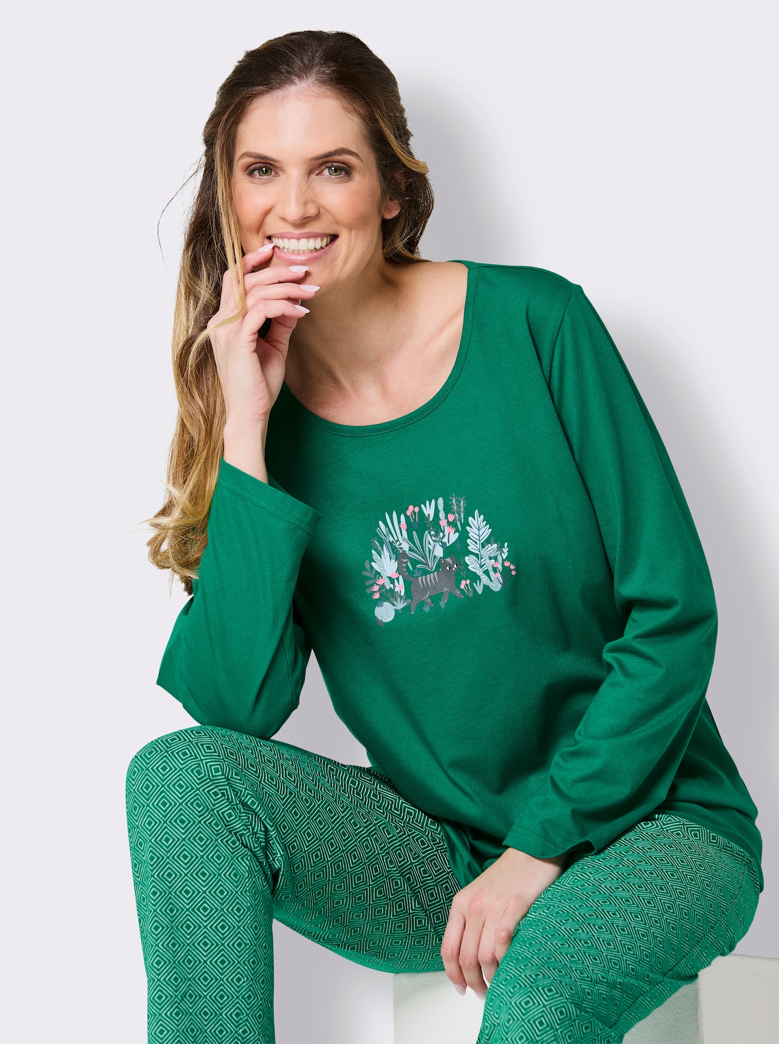 Comtessa Pyjama's - groen + lichtgrijs