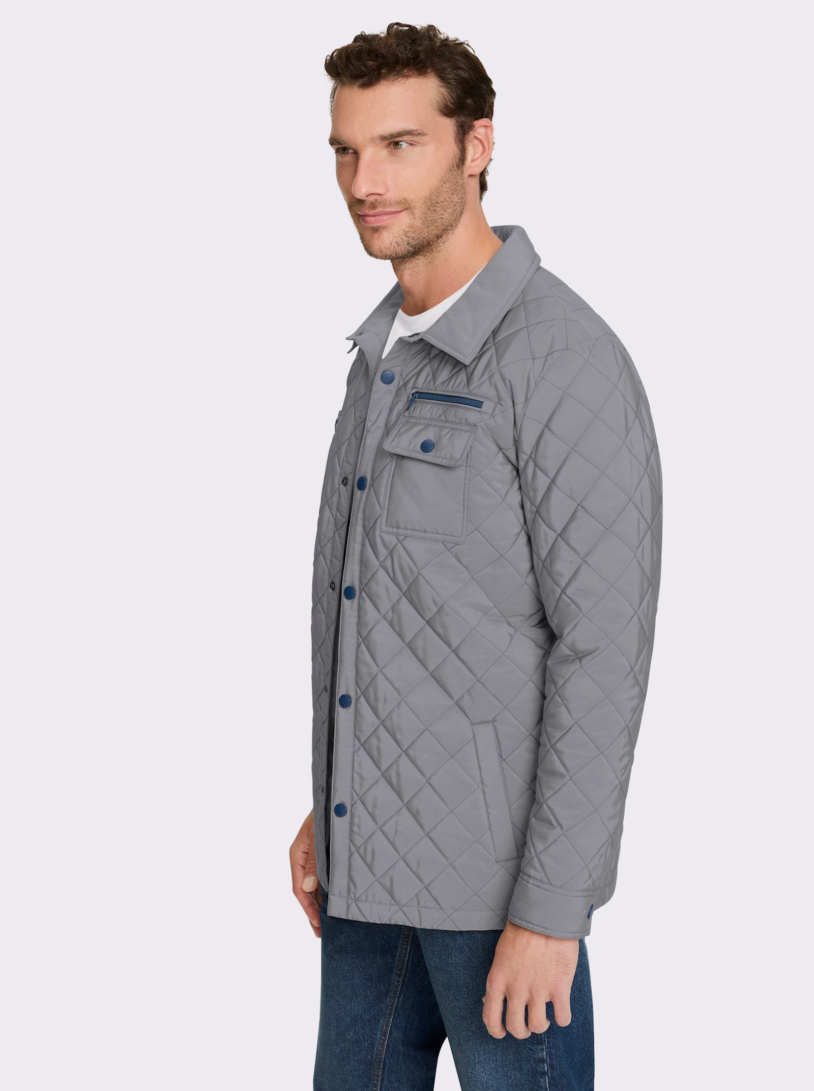 Marco Donati Steppjacke mit insgesamt 8 Taschen - steingrau