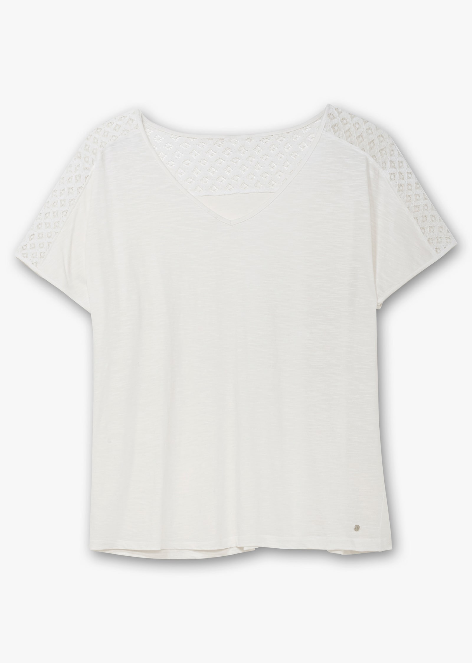 sheego Kurzarmshirt mit Spitze - ecru