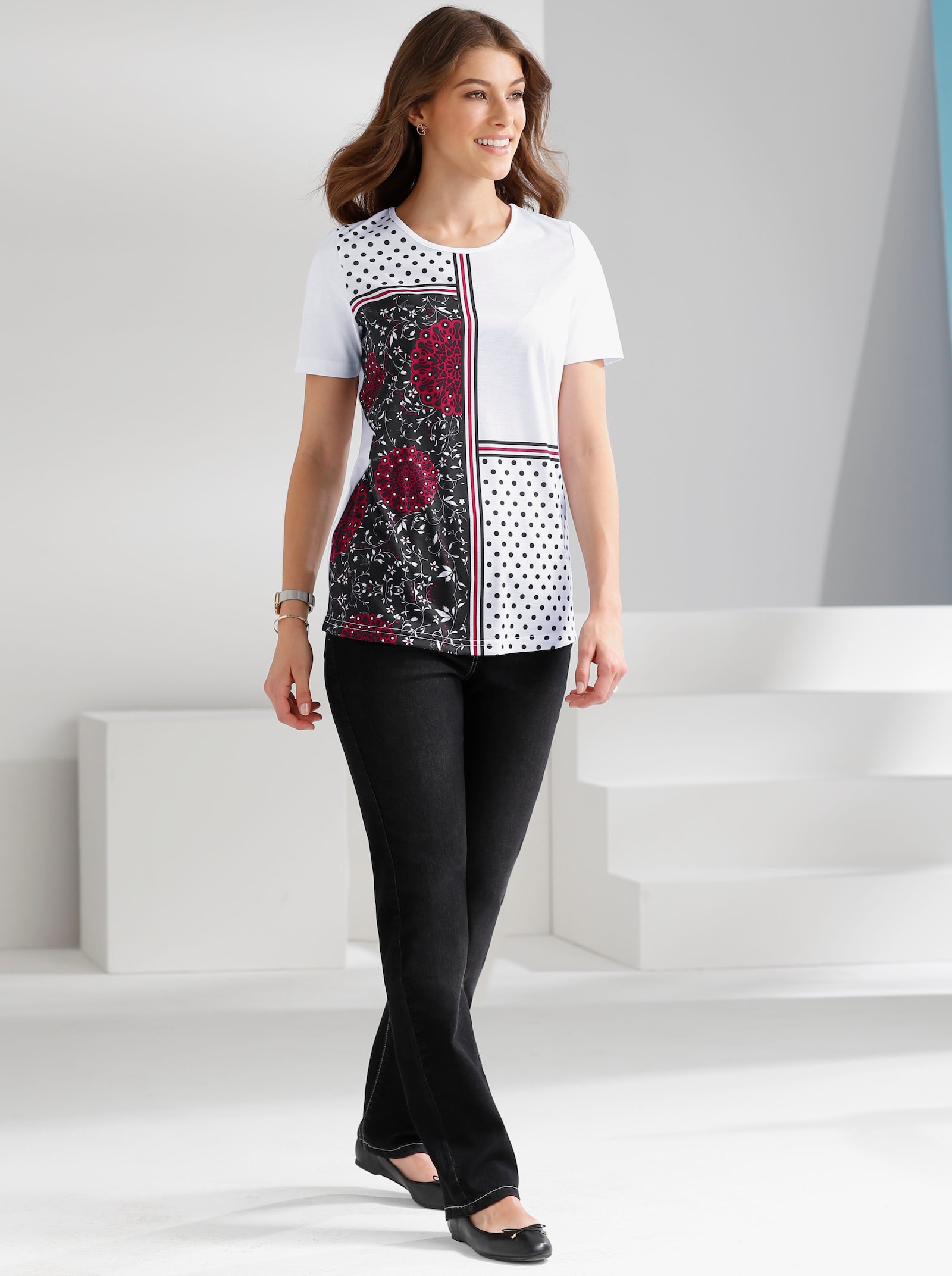 High waist jeans met hoge comfortband rondom - black denim