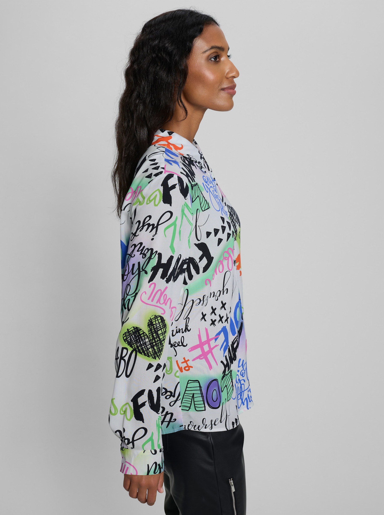 heine Hemdbluse mit Alloverprint - hellrosé-grau-bedruckt