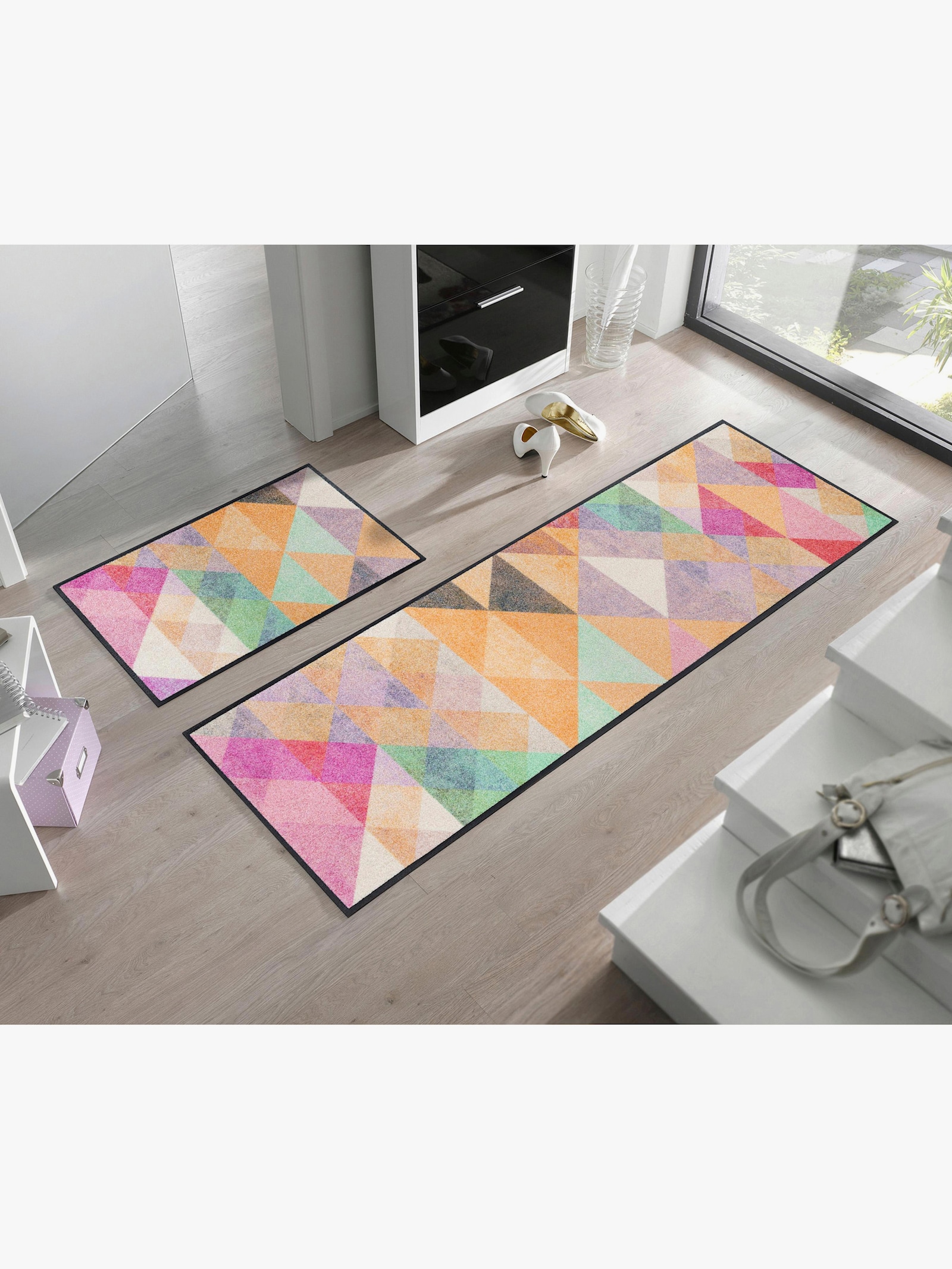 wash+dry by Kleen-Tex Fußmatte - mint-rosé-bedruckt