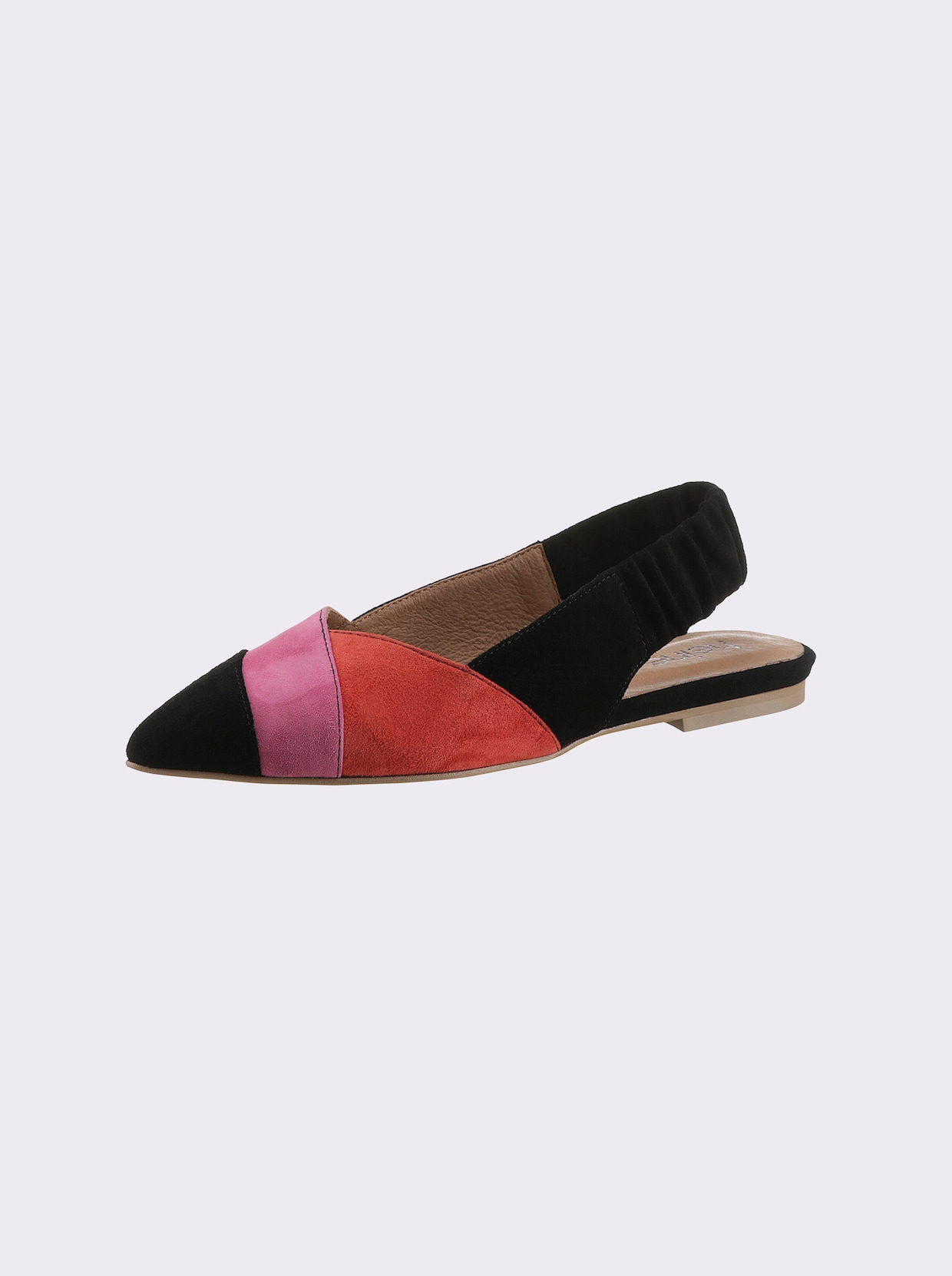 heine Ballerines ouvertes à l'arrière - noir-rouge