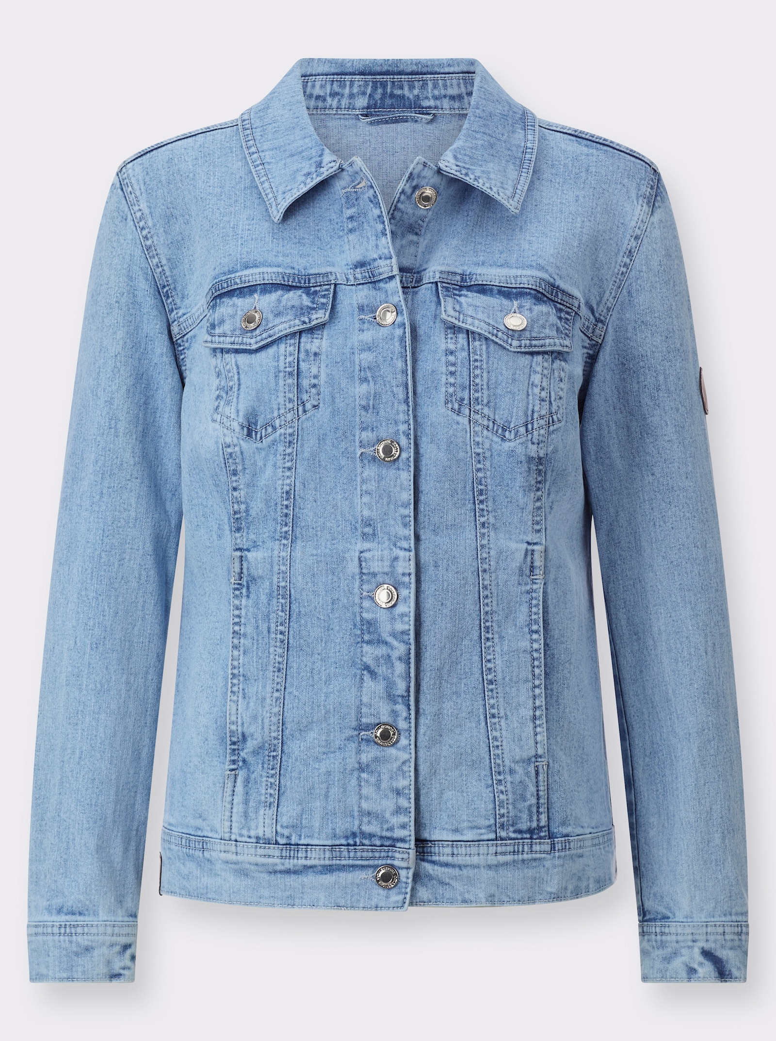 Jeansjacke mit Knopfmanschetten - blue-bleached