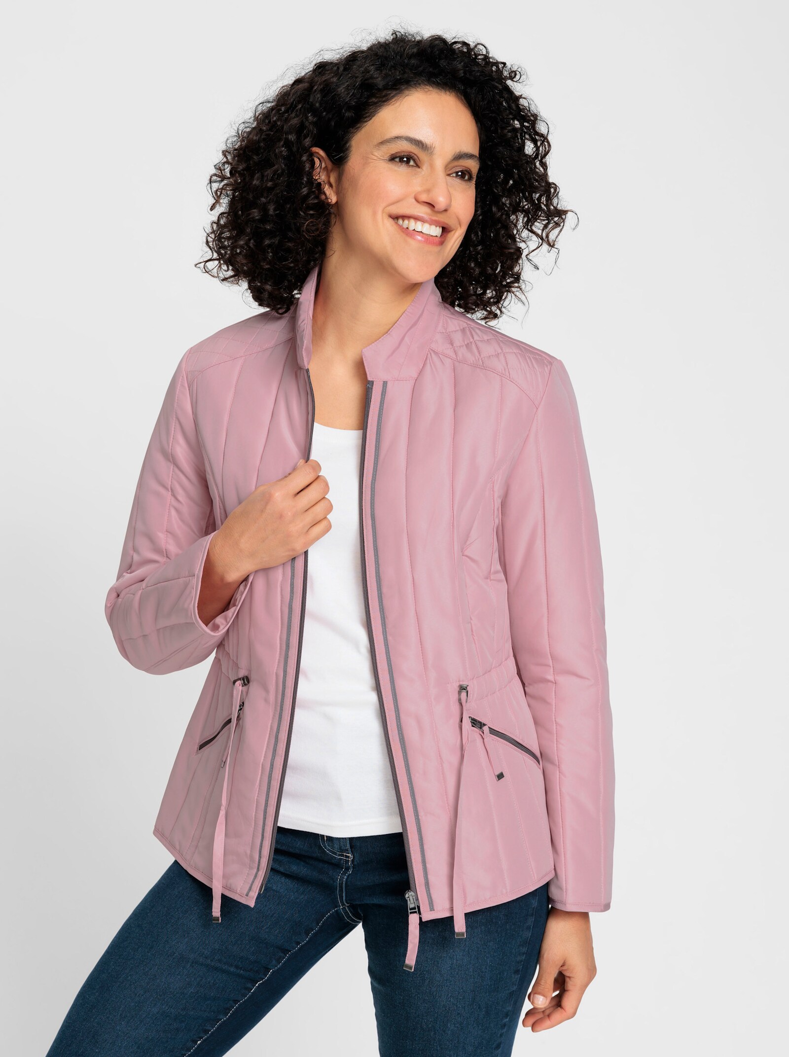 Jacka med längsgående quiltning - hortensia