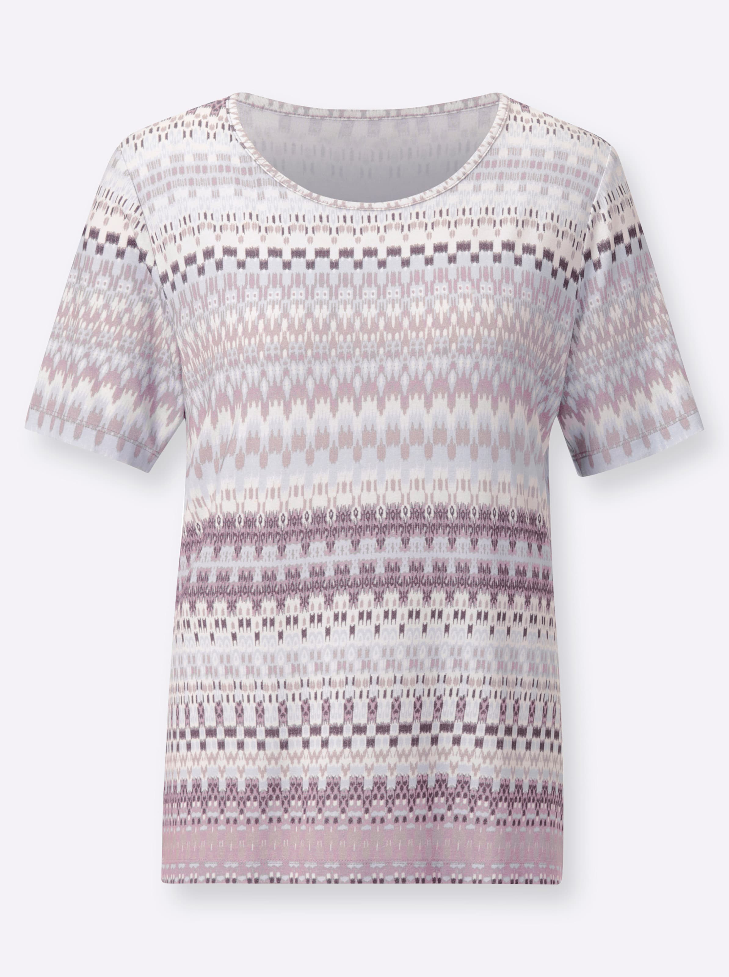 Witt Damen Druck-Shirt, lavendel-dunkeltaupe-bedruckt